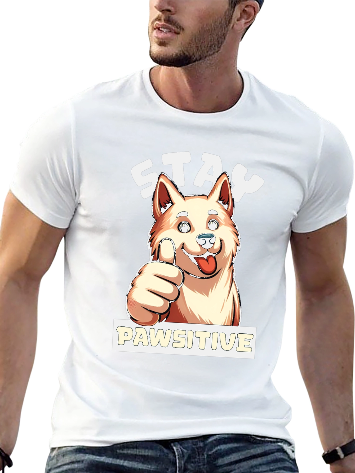 Stay Pawsitive Dog Graphic T-Shirt