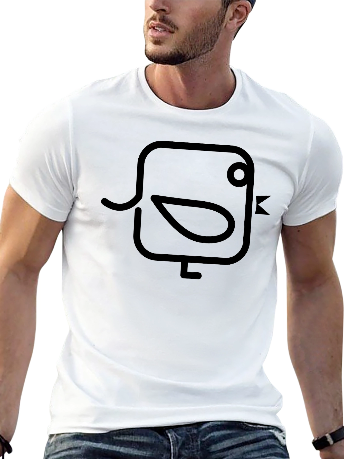 Modern Bird Graphic Black T-Shirt