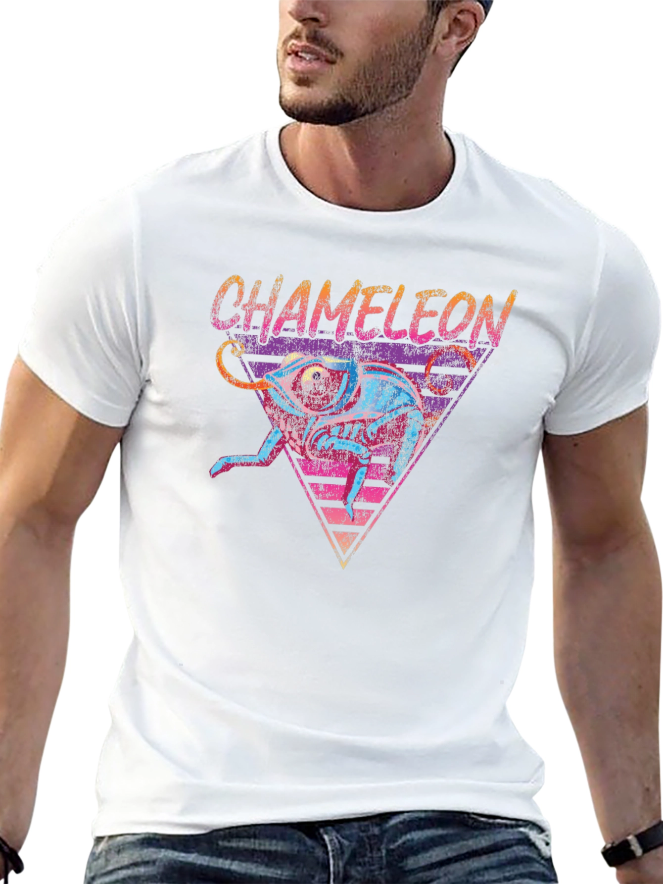 Retro Chameleon Graphic Tee - Cool Animal T-Shirt