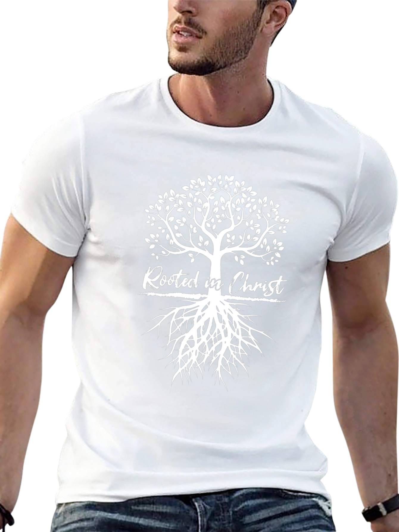 Rooted in Christ Tree Graphic T-Shirt