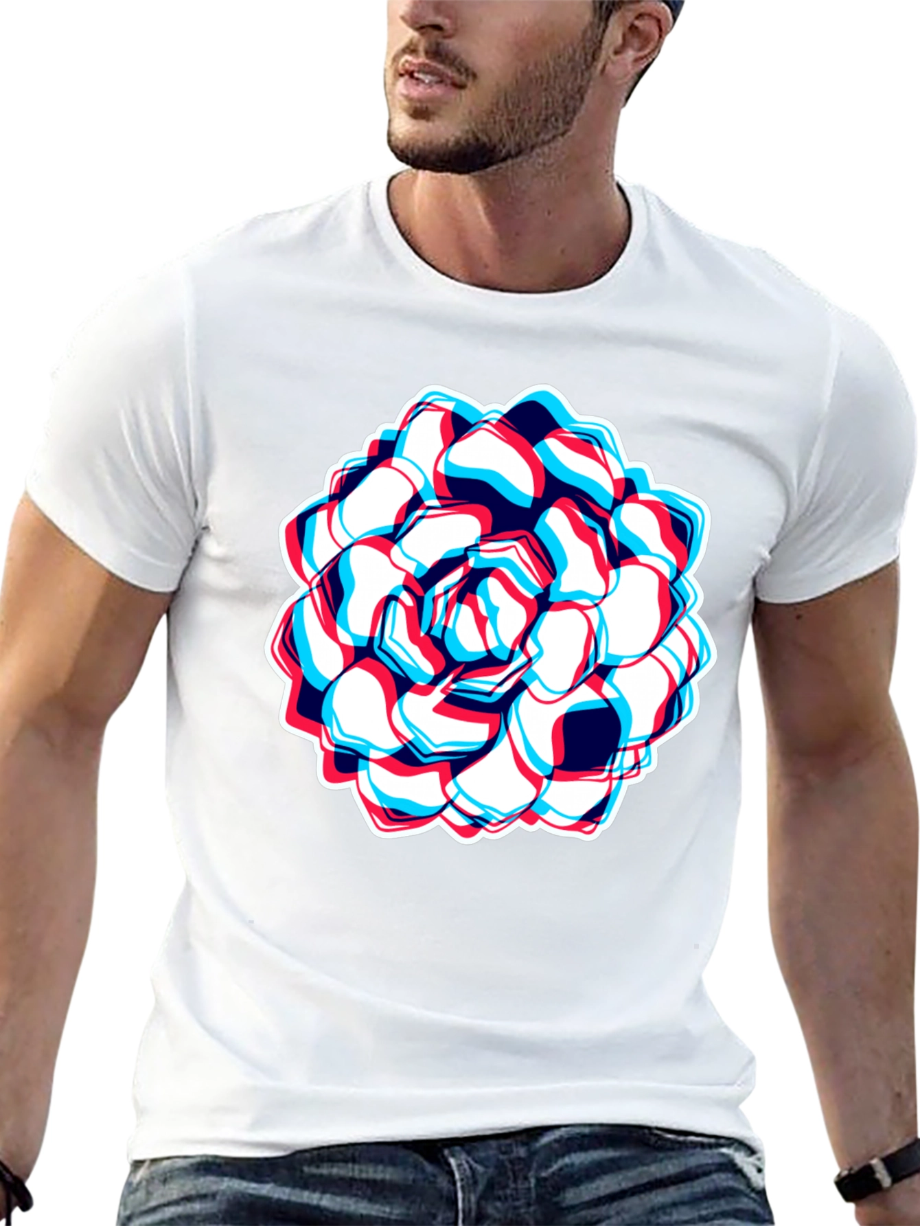 Optical Illusion Flower Graphic T-Shirt