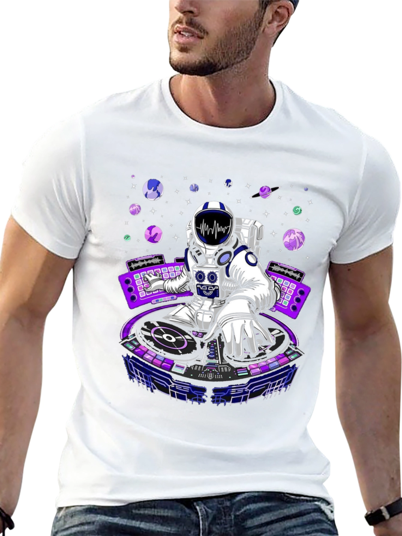 Astronaut DJ Graphic T-Shirt - Space Music Tee