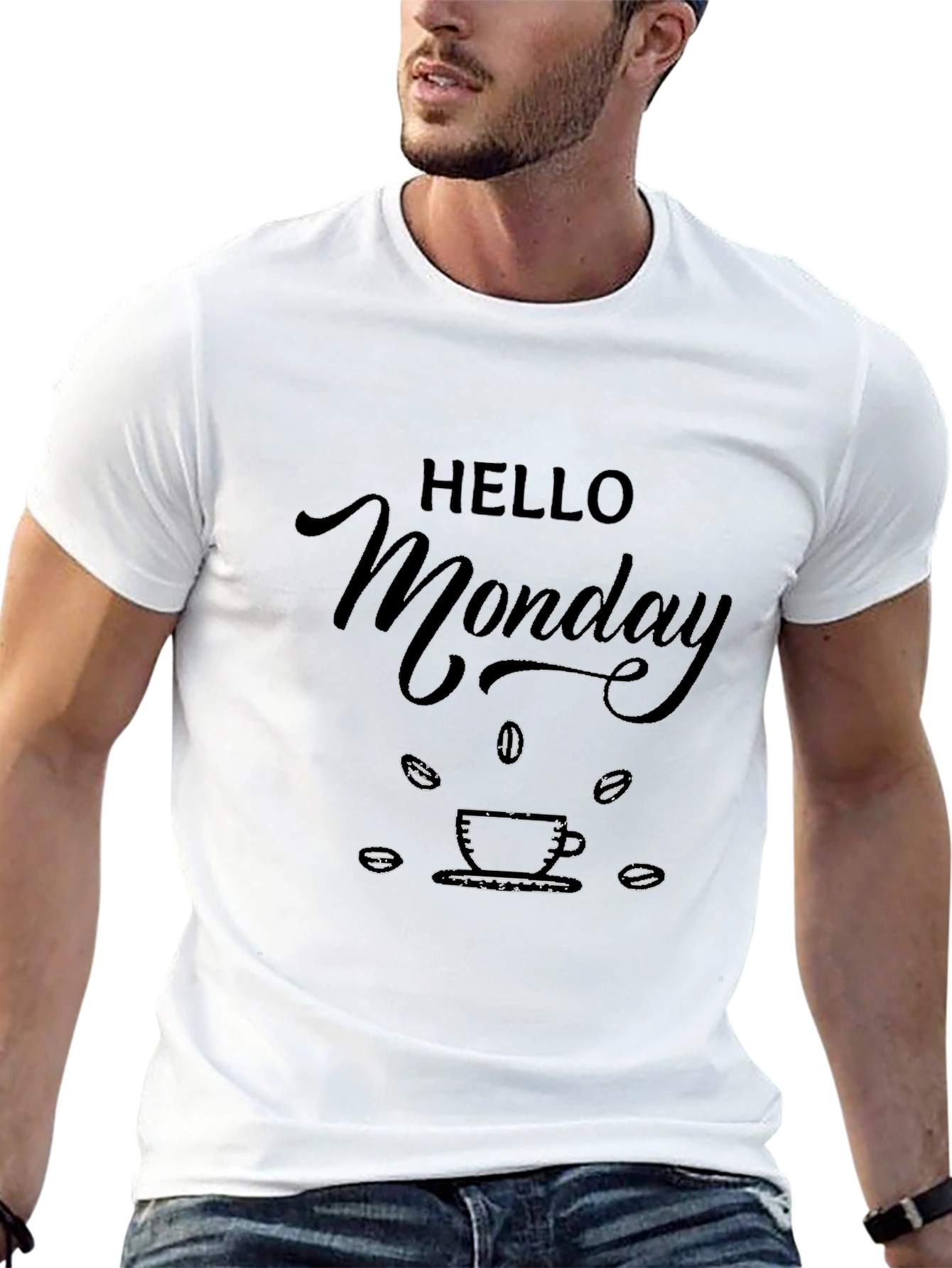 Hello Monday Coffee Graphic Tee - Black T-Shirt