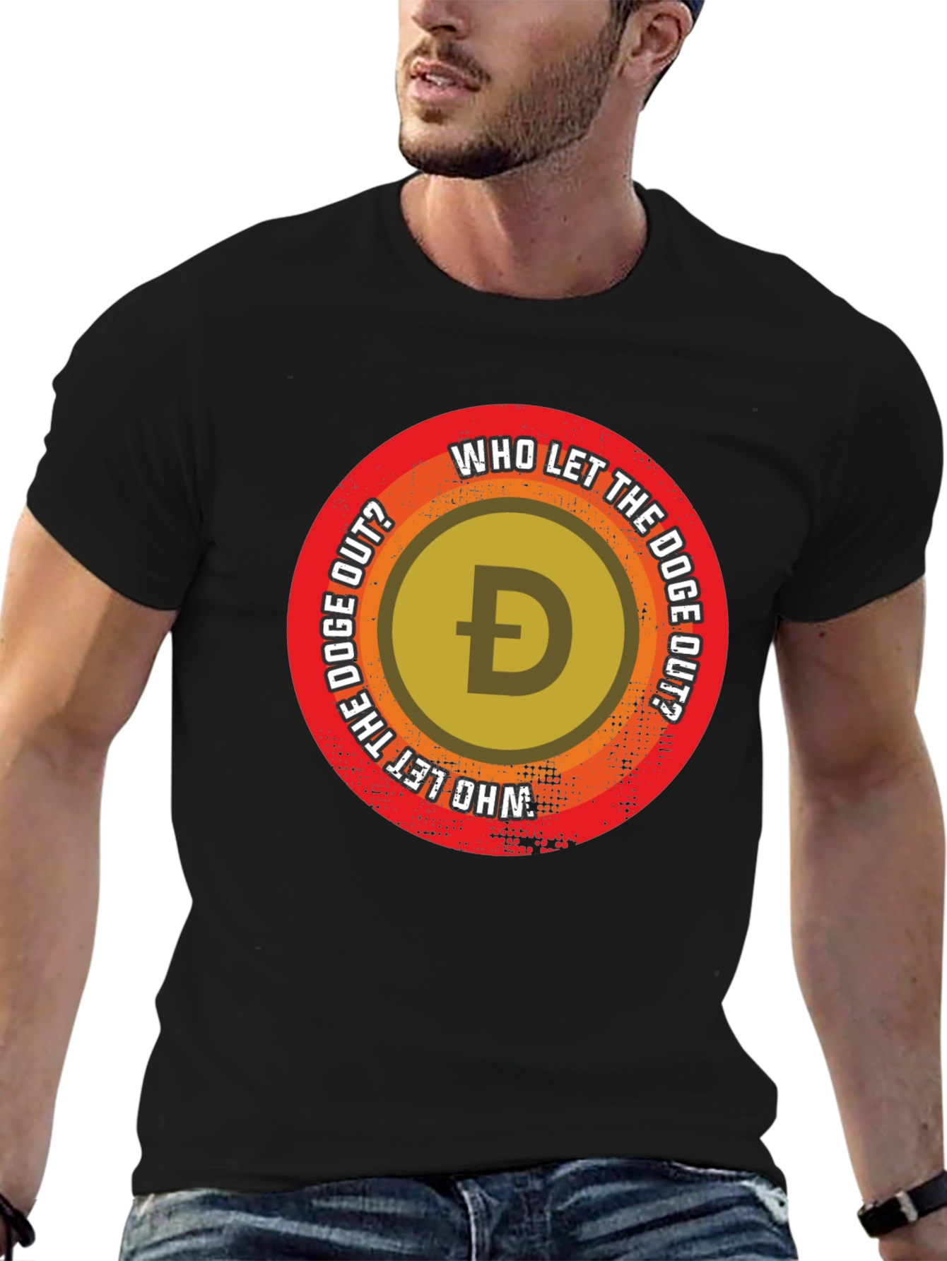 Who Let The Doge Out? Black T-Shirt