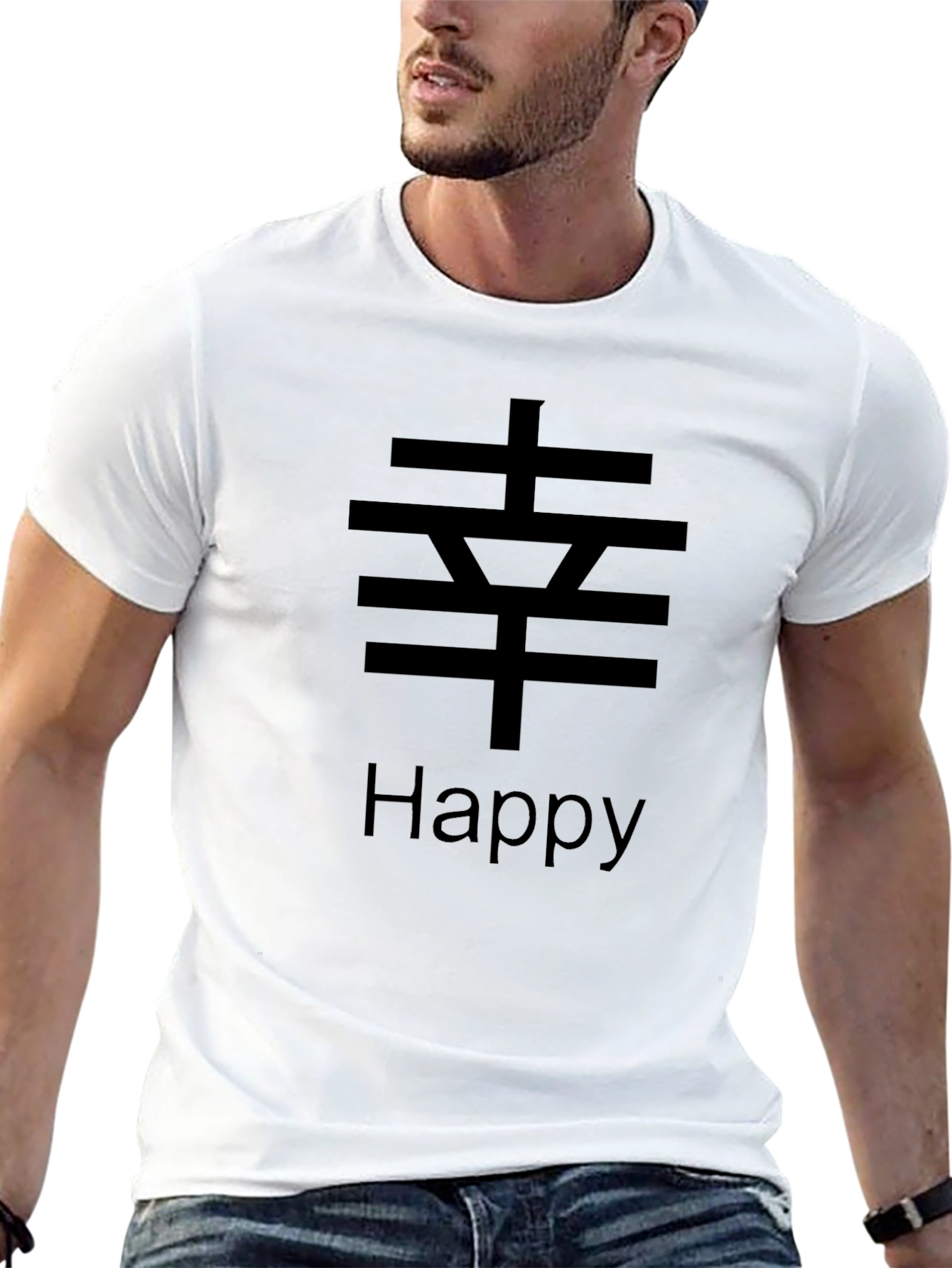 Black Happy Graphic Tee - Casual Comfort