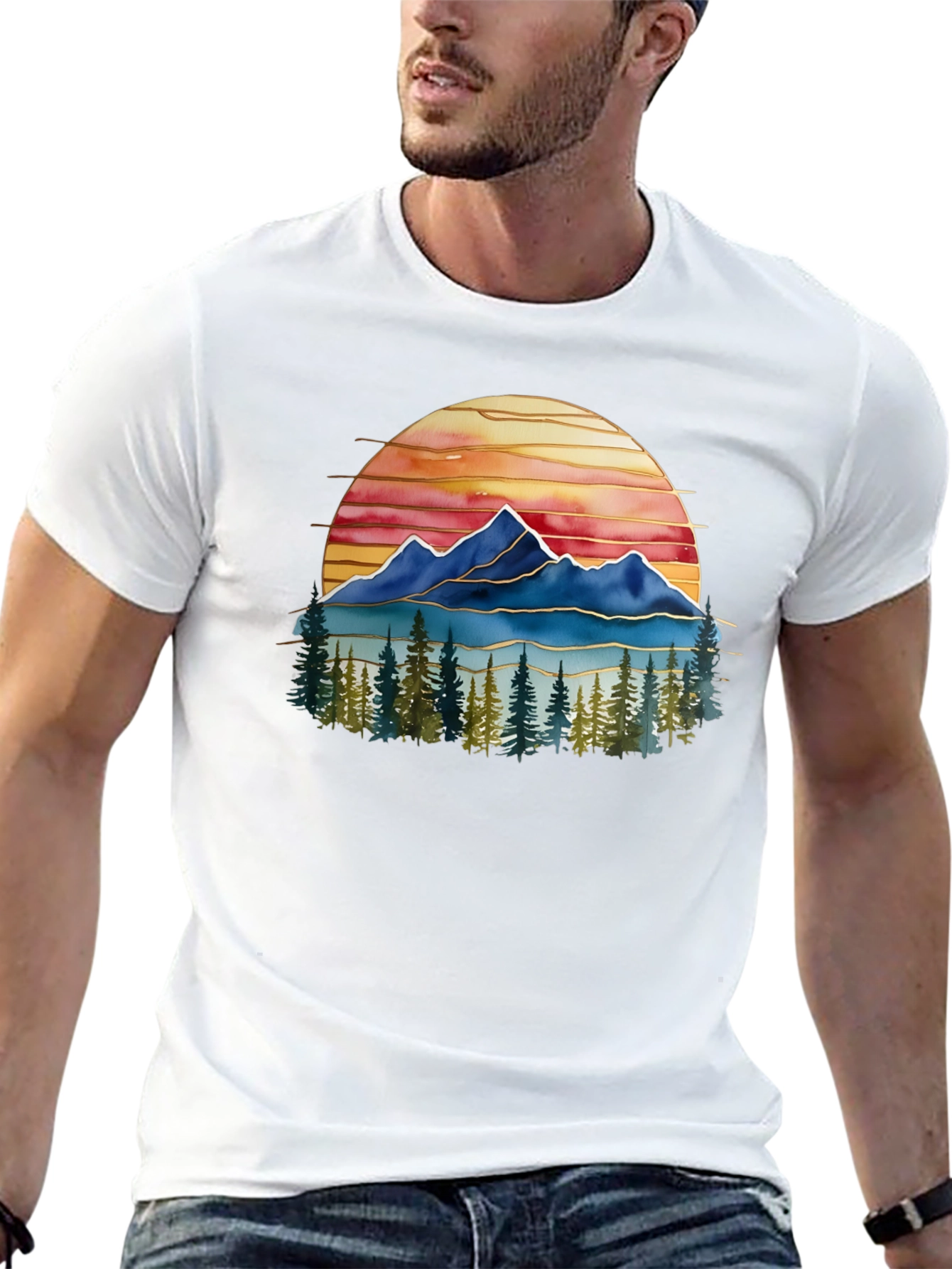 Mountain Sunset Graphic Tee - Nature Lovers T-Shirt