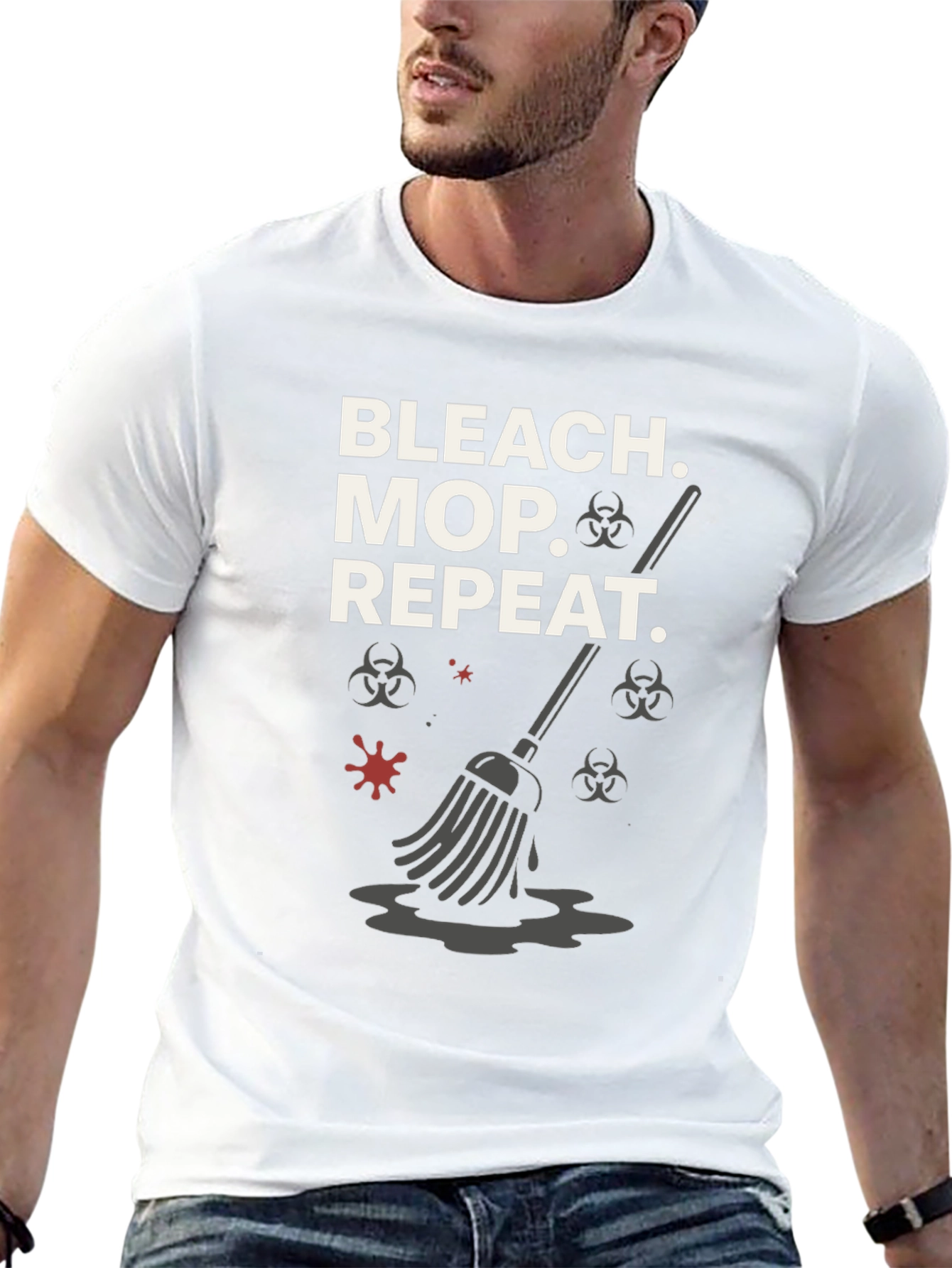Bleach Mop Repeat T-Shirt - Cleaning Crew Gift