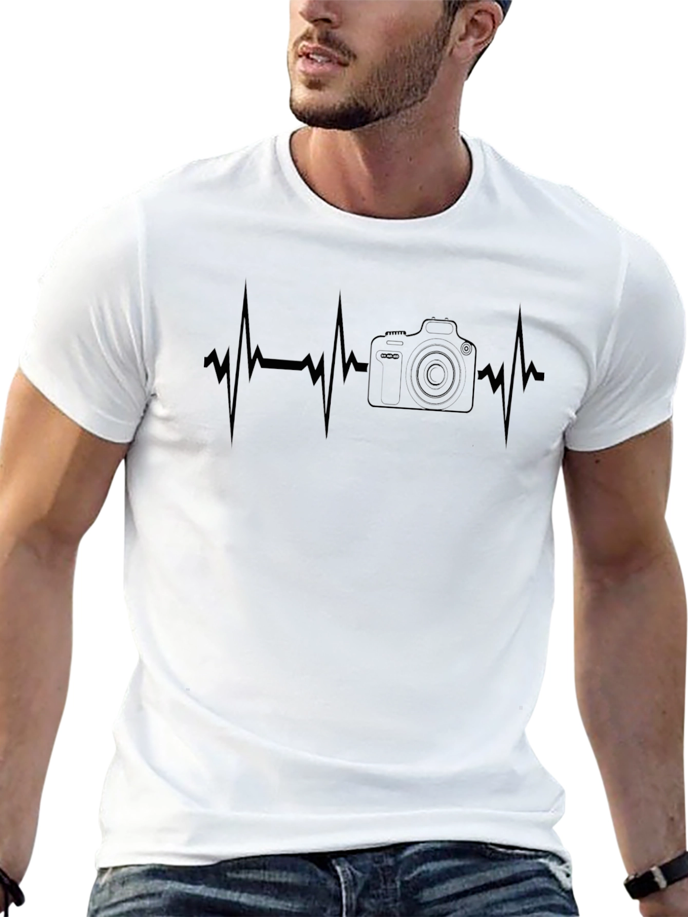 Photographer Heartbeat Graphic Tee - Black