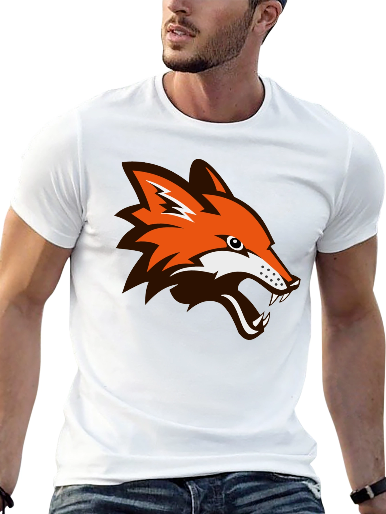 Cool Fox Graphic Print Black T-Shirt