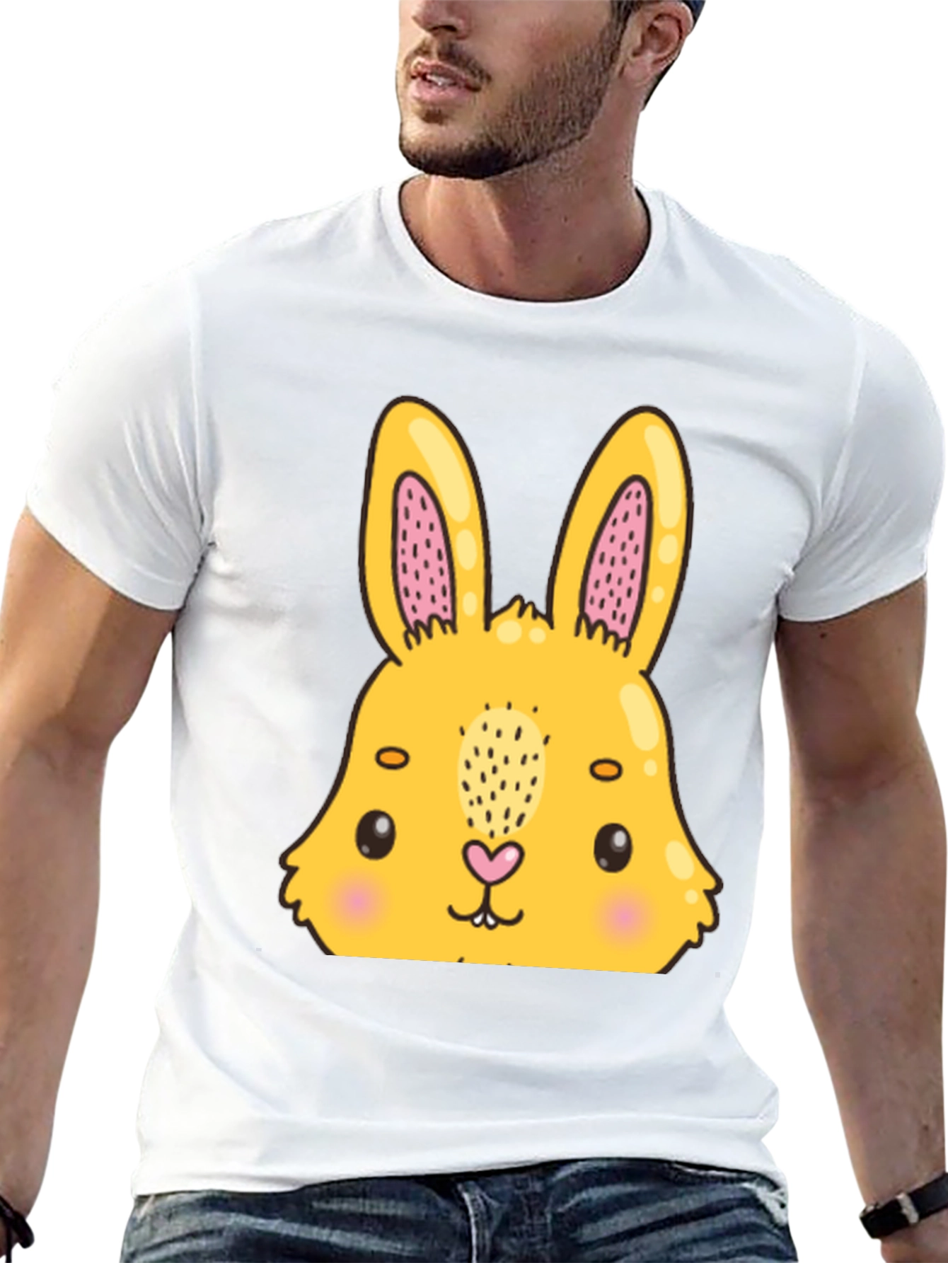 Cute Bunny Graphic Black T-Shirt