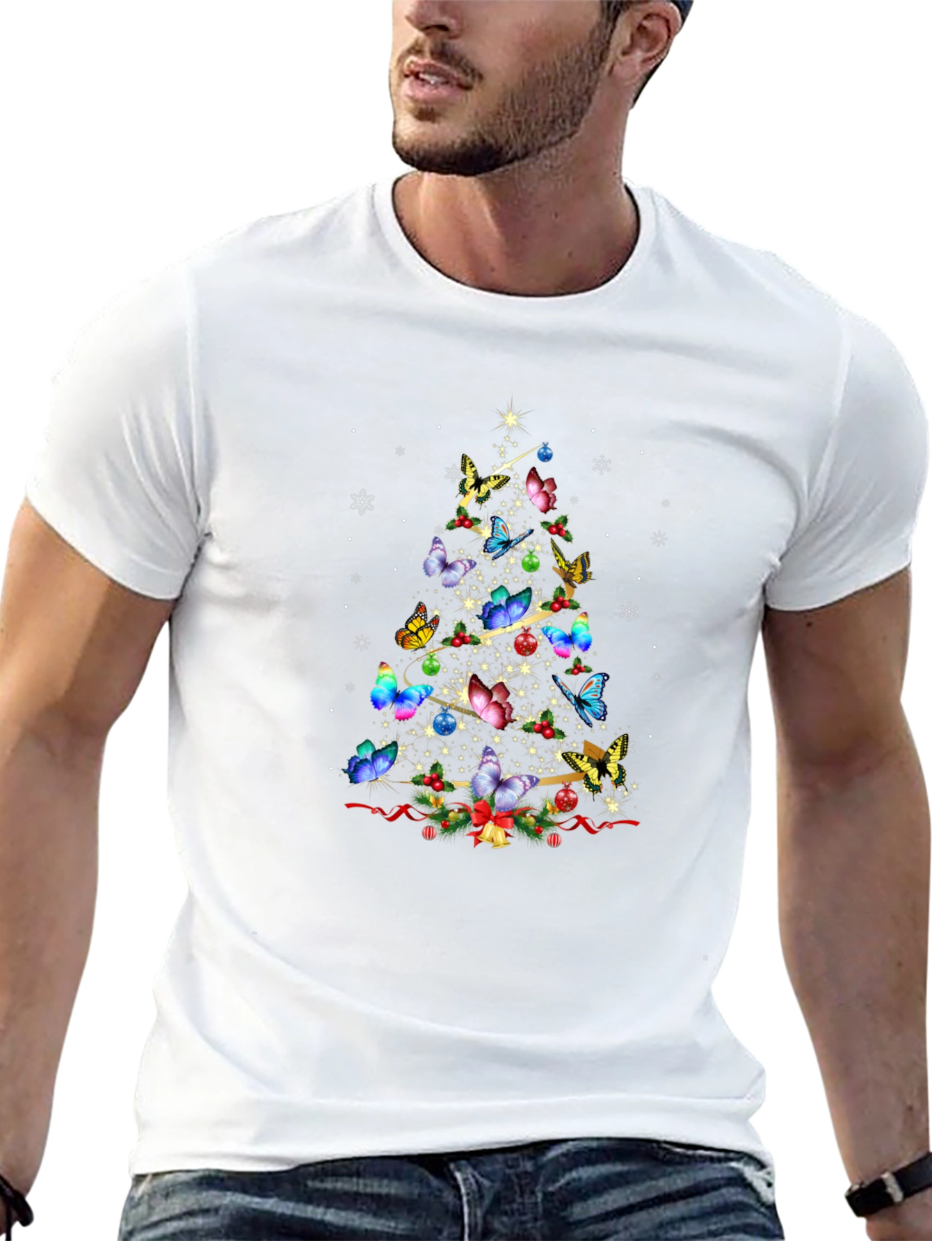 Butterfly Christmas Tree T-Shirt Holiday Apparel