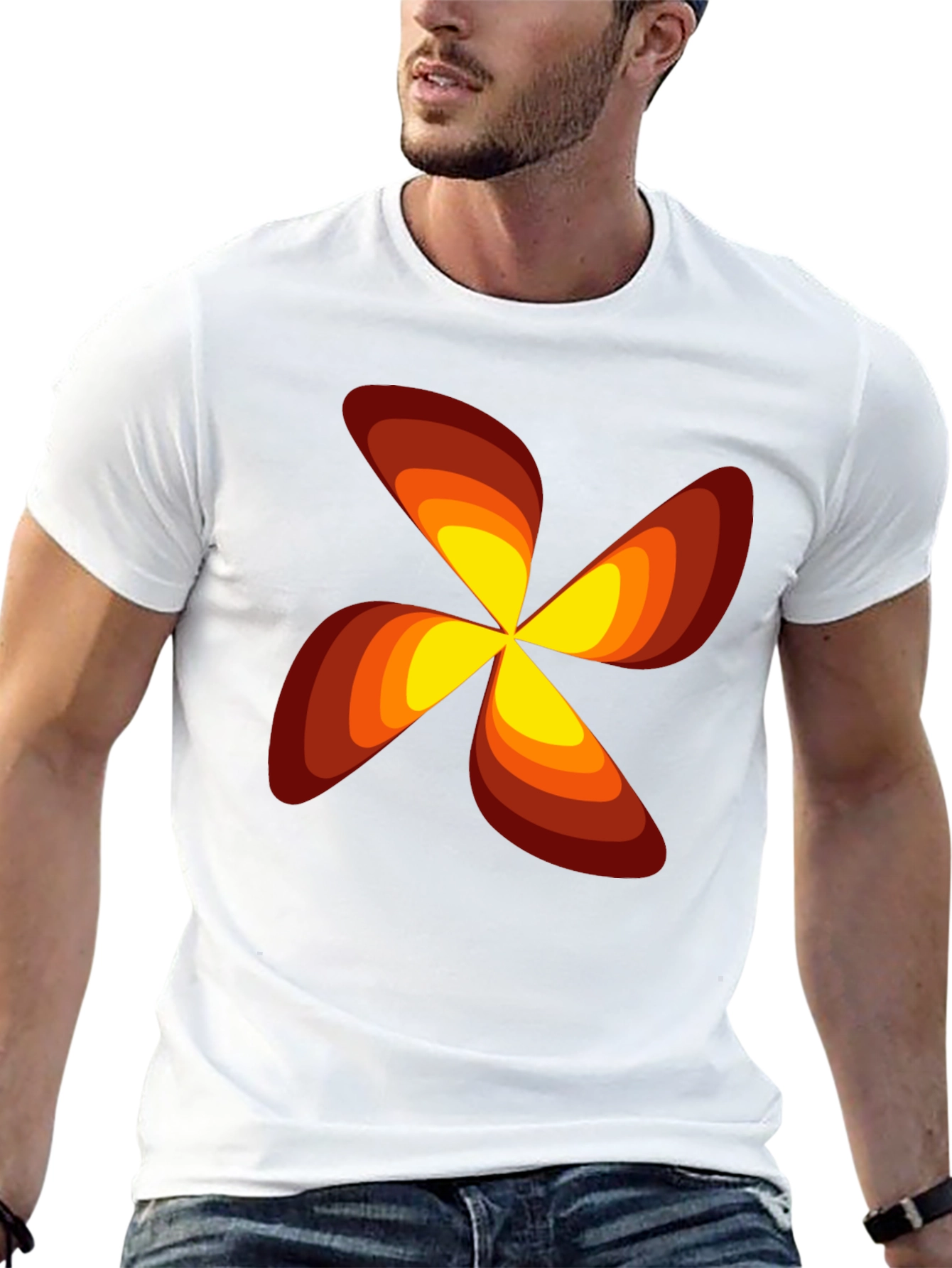 Retro Flower Power Graphic T-Shirt - Black