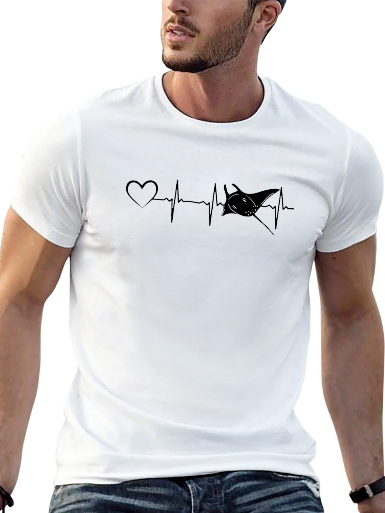 Manta Ray Heartbeat Graphic Tee