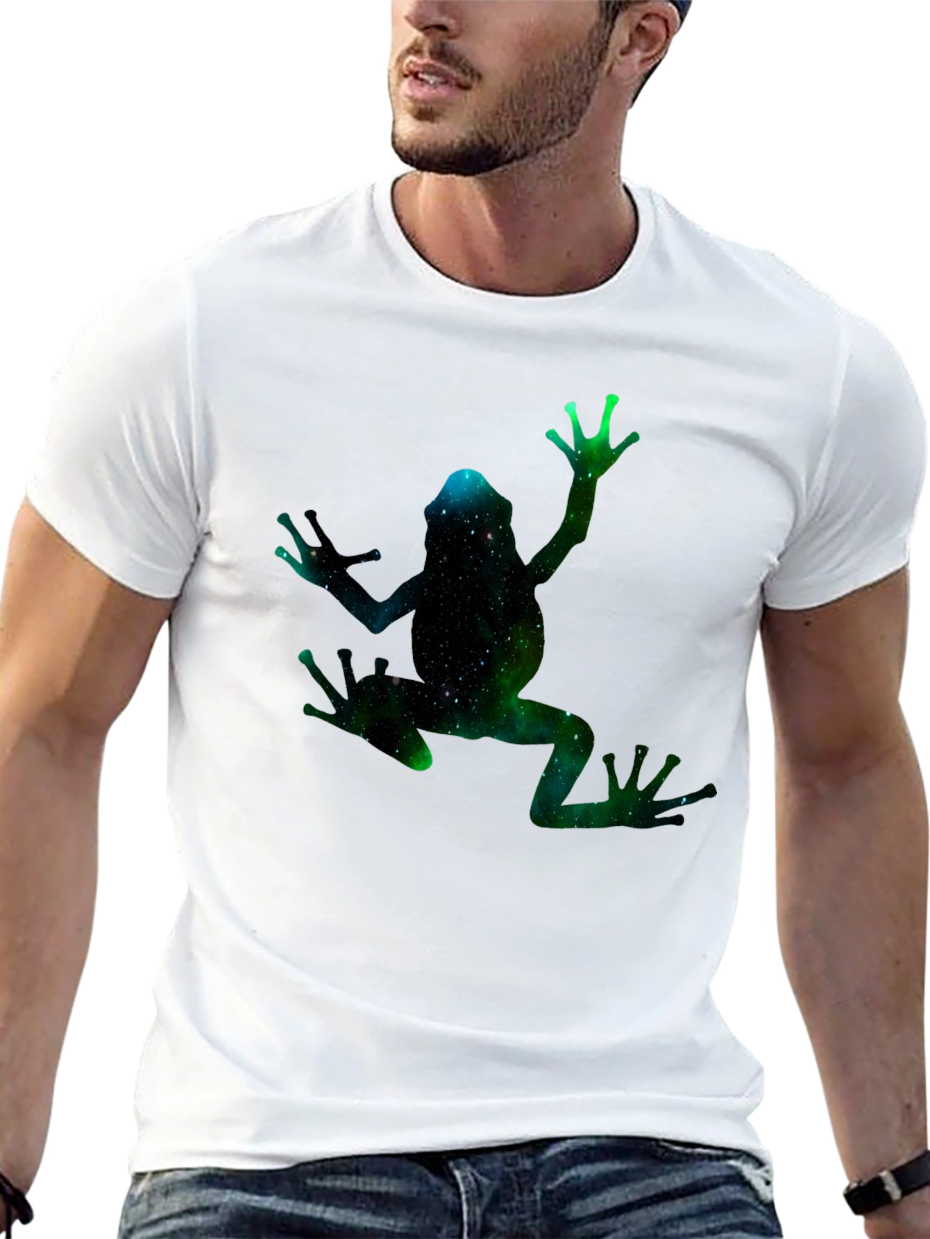 Galaxy Frog Graphic Black T-Shirt