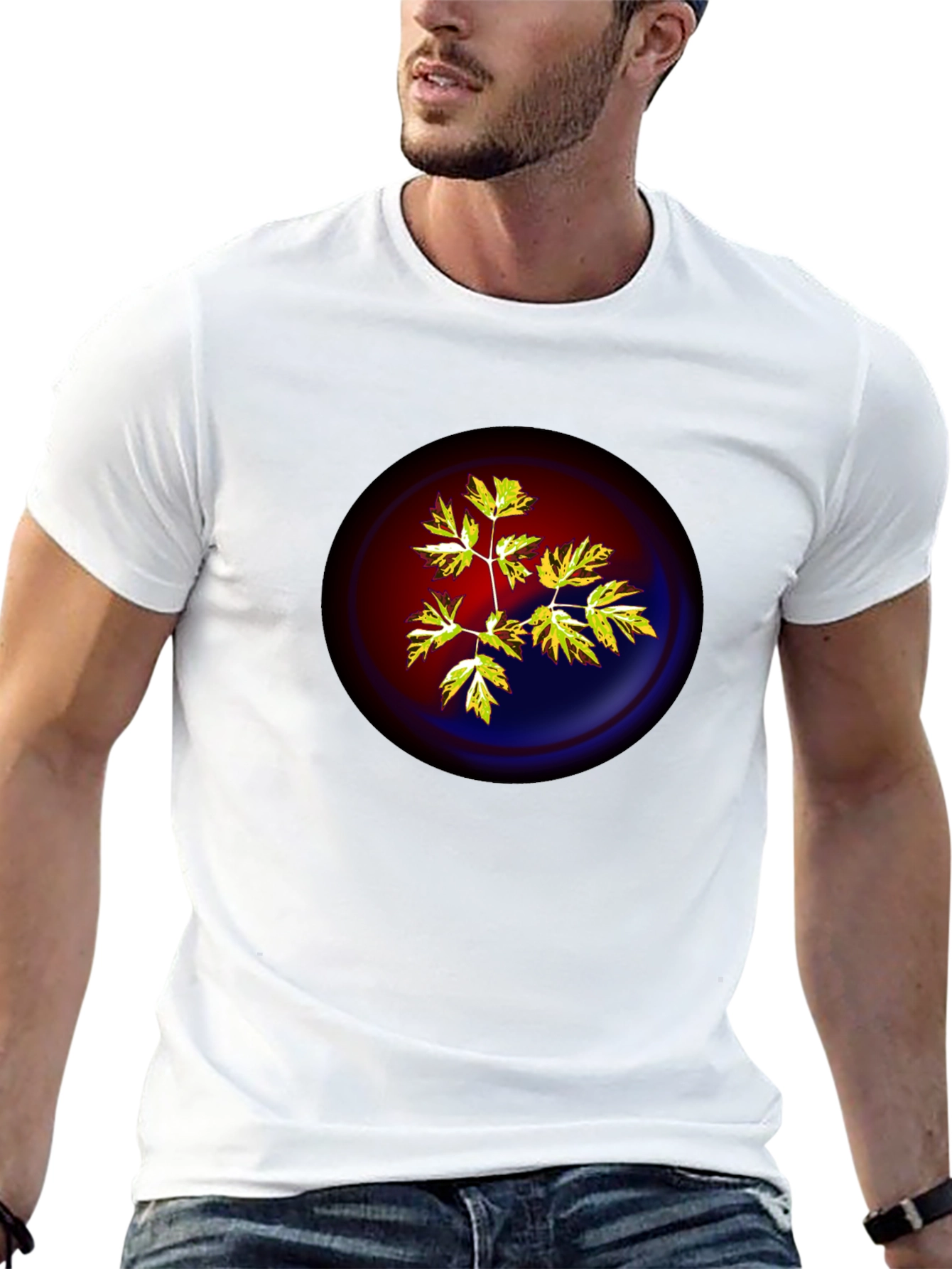 Botanical Yin Yang Graphic T-Shirt - Black