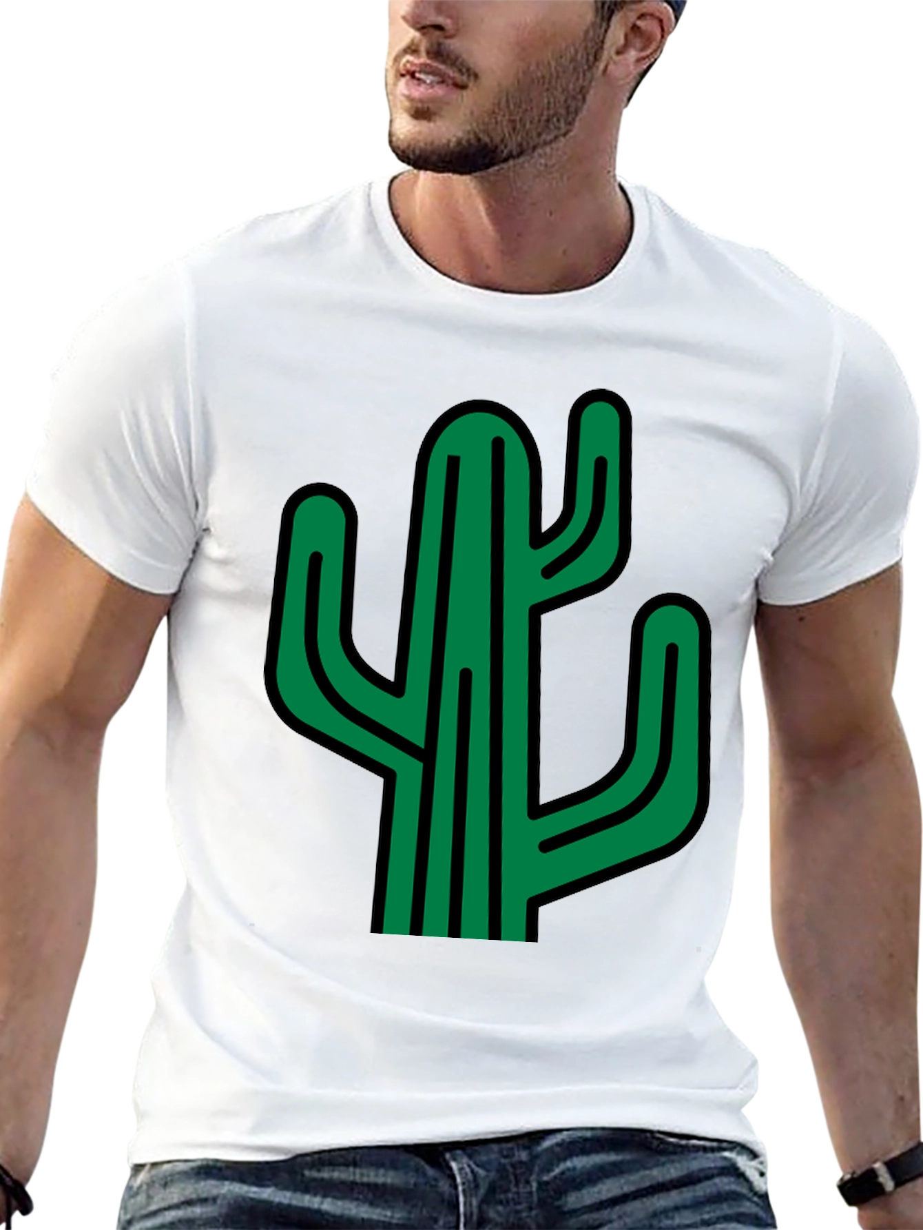 Cactus Graphic Print Black T-Shirt