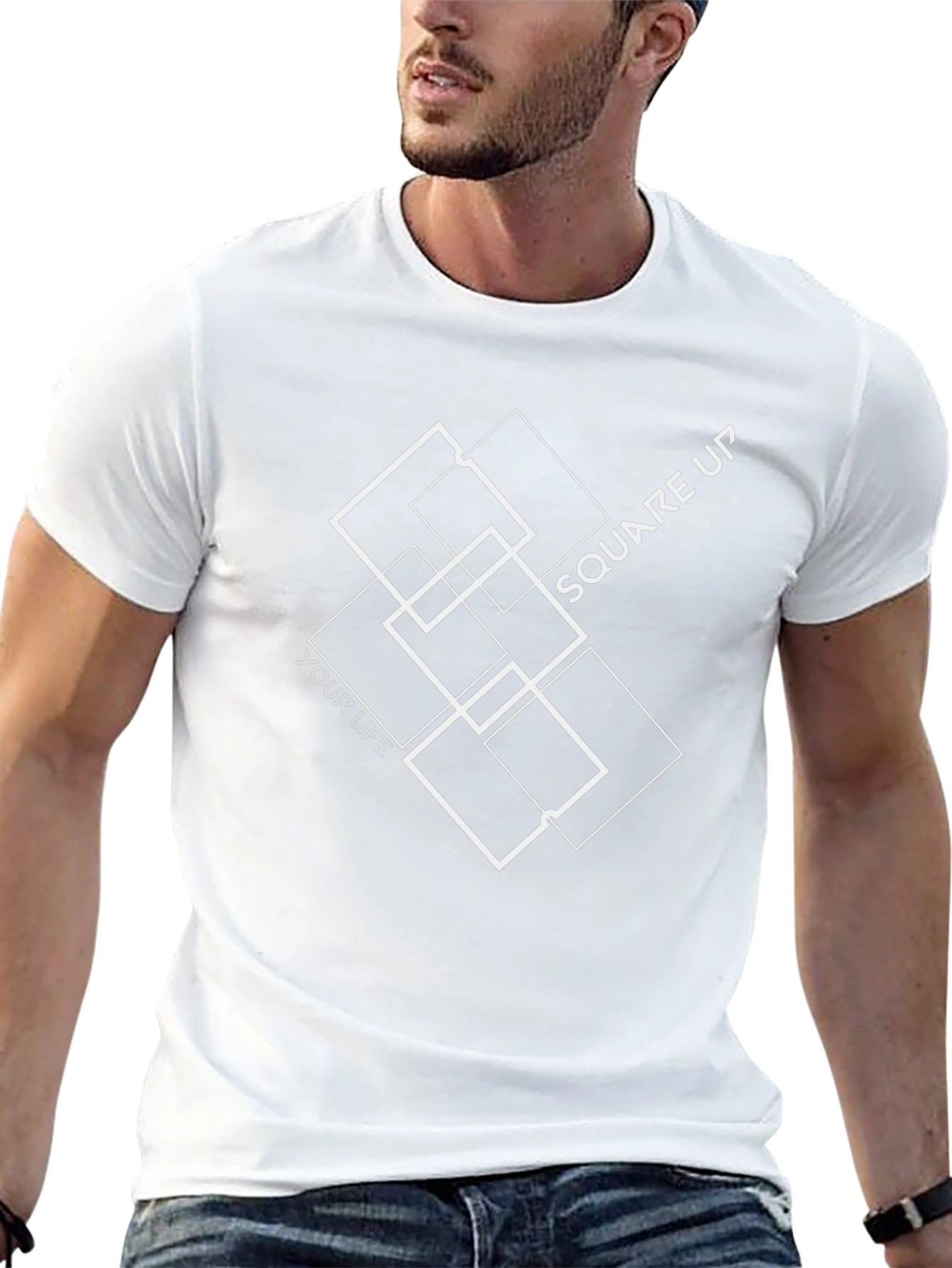 Geometric Square Up Black T-Shirt