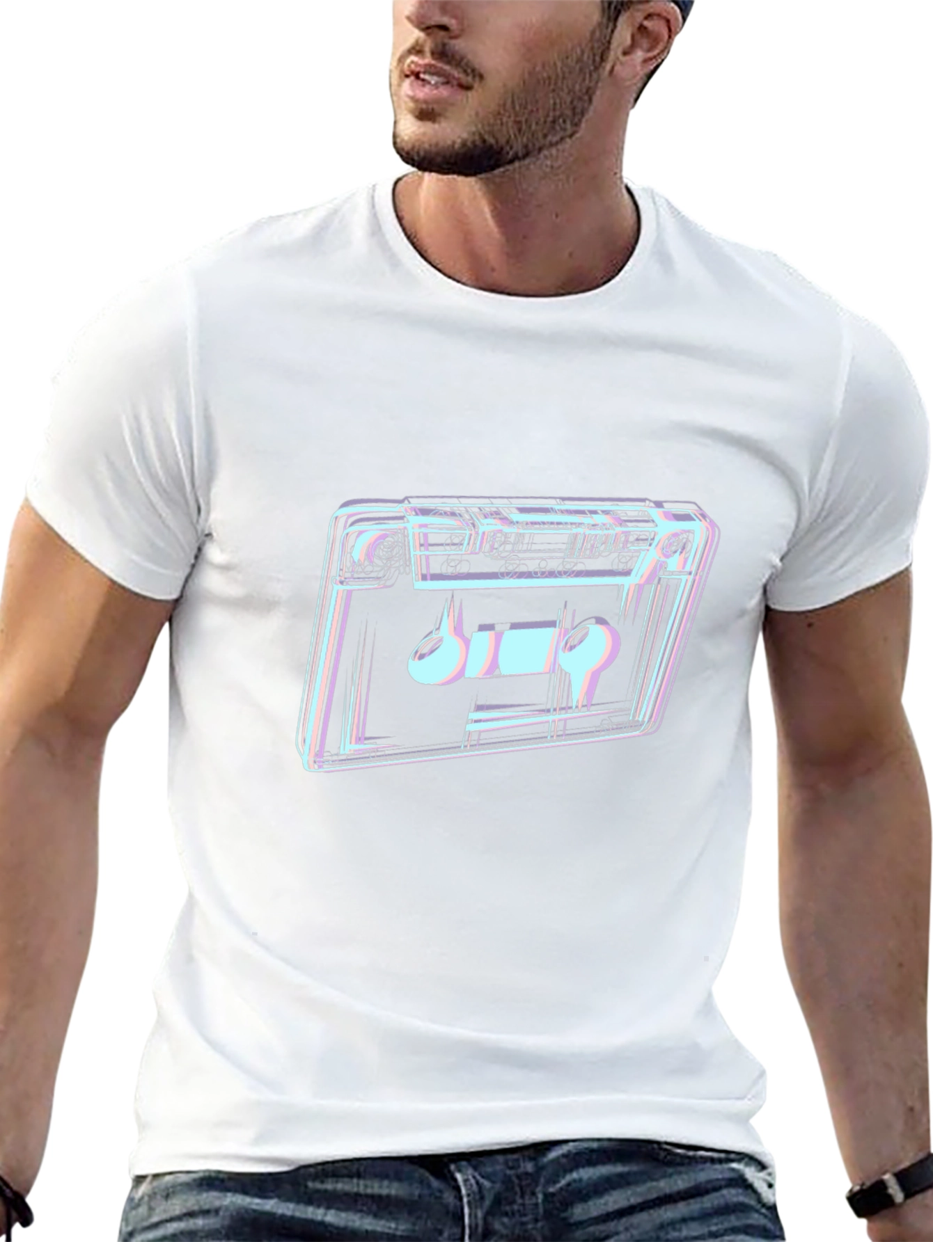 Retro Cassette Tape Graphic T-Shirt - Black