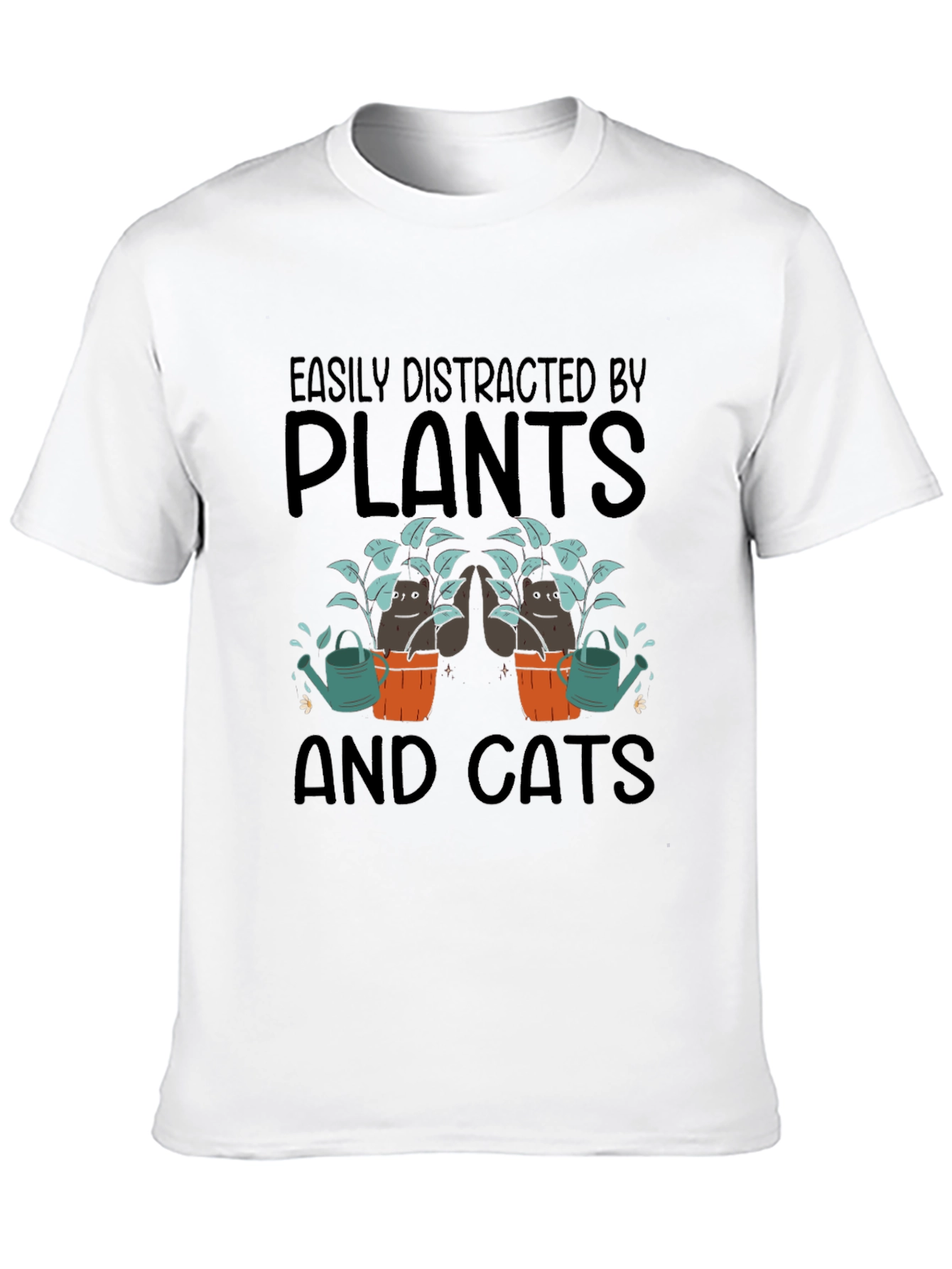 Easily Distracted by Plants and Cats Graphic T-Shirt