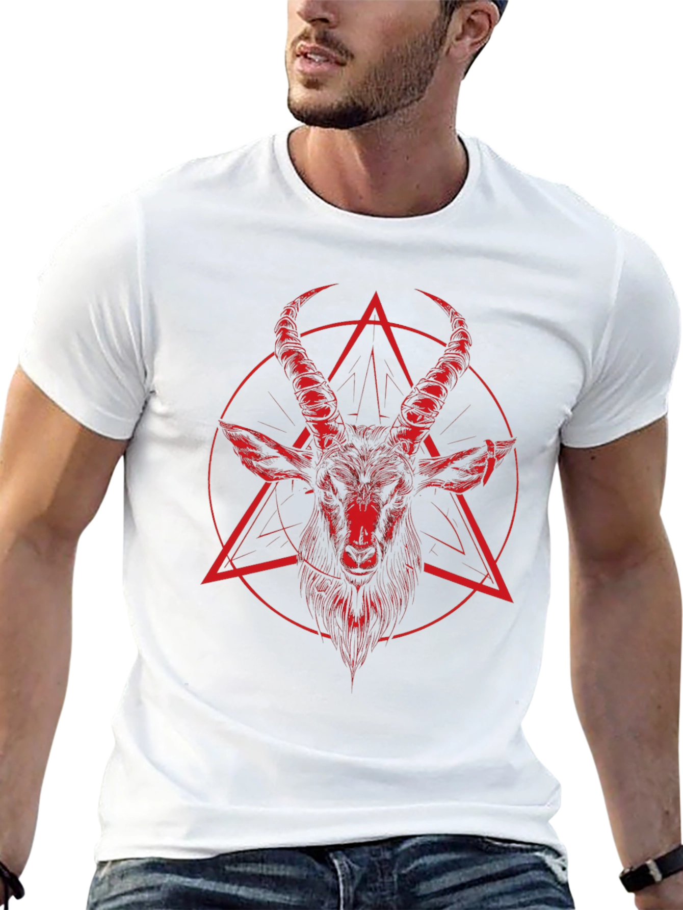 Baphomet Graphic Tee - Dark Aesthetic Cotton T-Shirt
