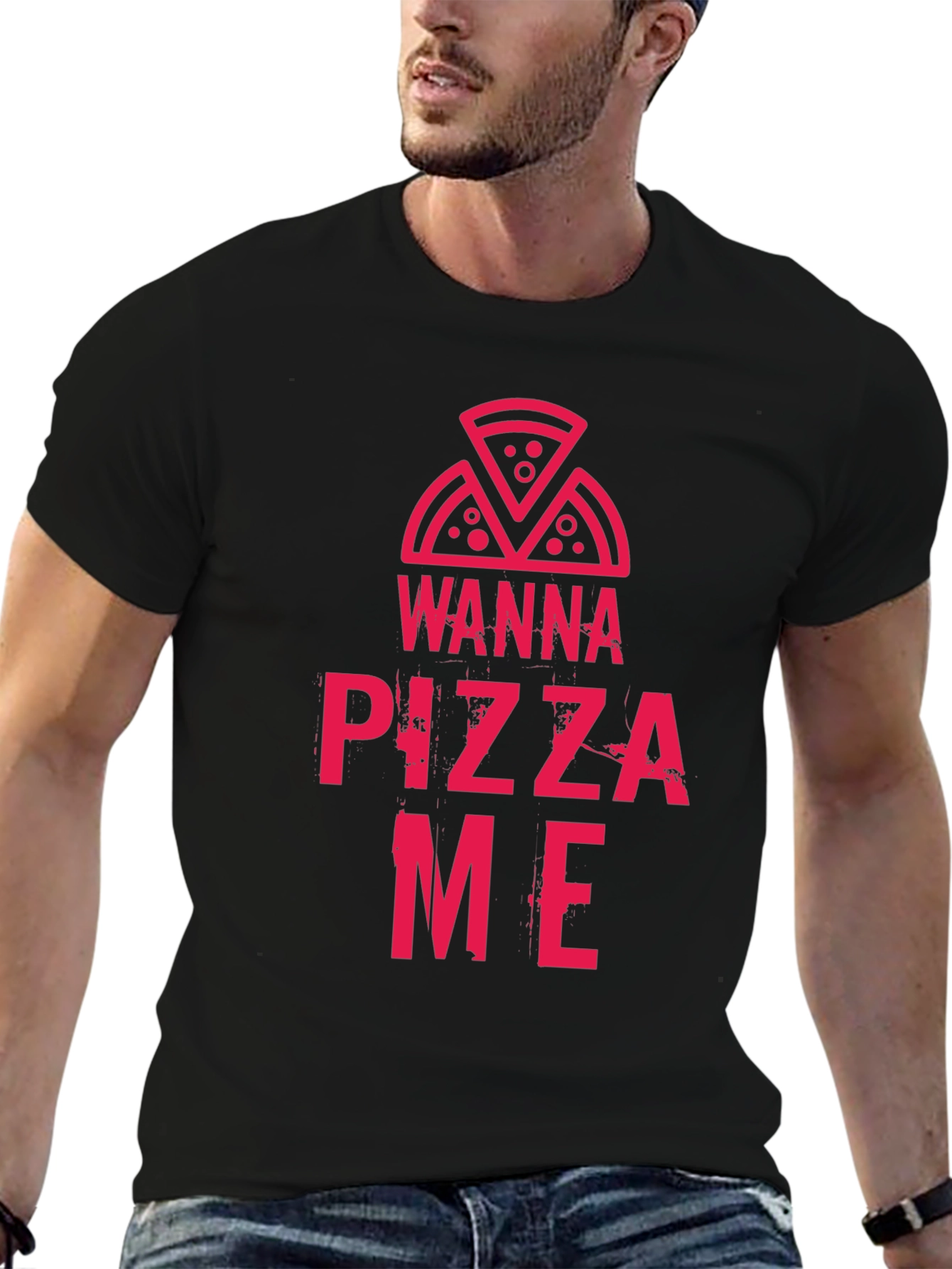 Wanna Pizza Me Black T-Shirt