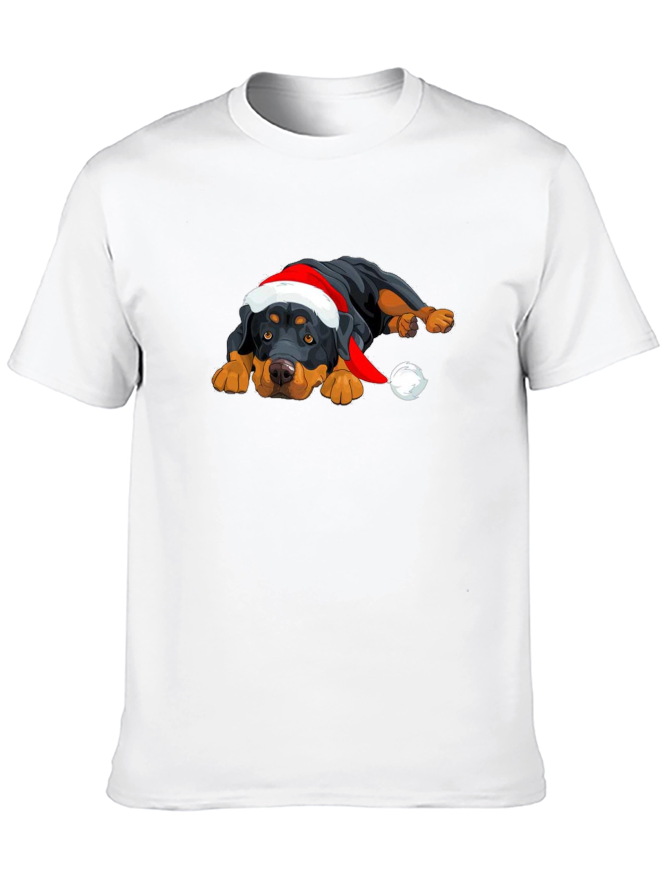 Rottweiler Christmas T-Shirt - Cute Dog Santa Hat Tee