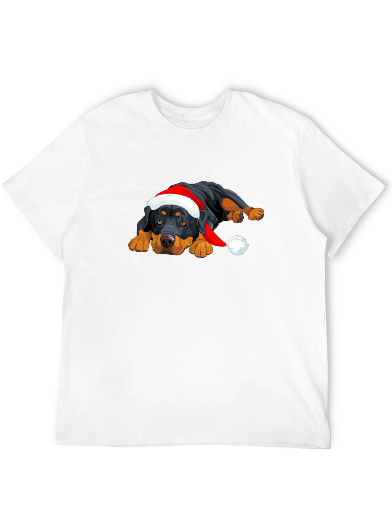 Rottweiler Christmas T-Shirt - Cute Dog Santa Hat Tee