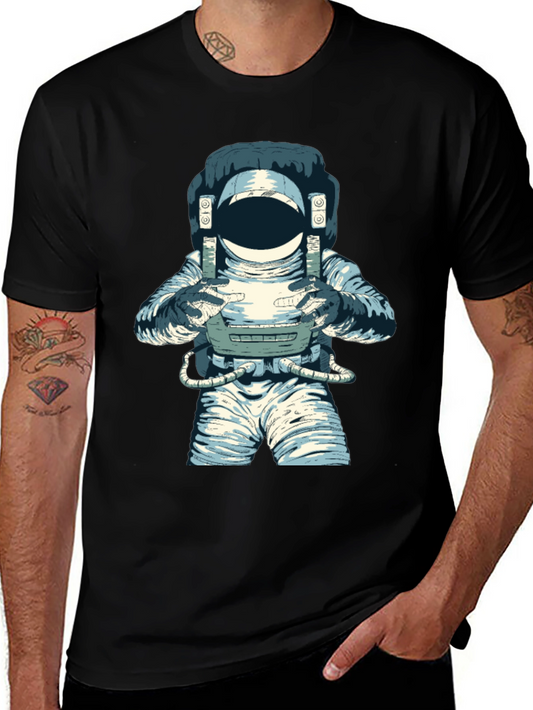 Astronaut Graphic Tee - Black Cotton Blend