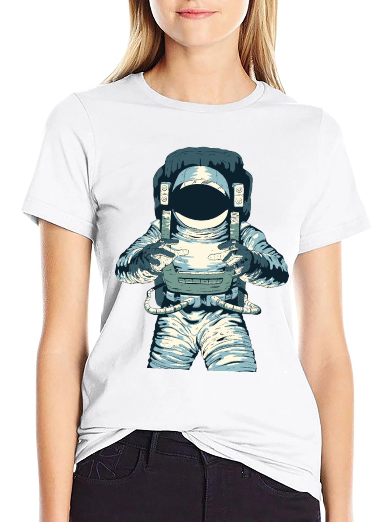 Astronaut Graphic Tee - Black Cotton Blend