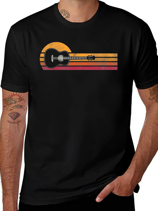 Vintage Guitar Sunset Graphic Tee - Black
