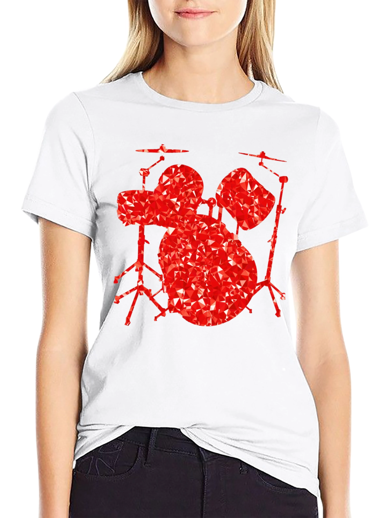 Geometric Drum Set Graphic Tee - Black