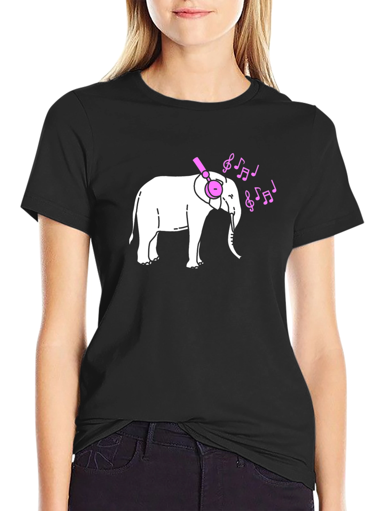 Elephant DJ Graphic Tee - Black Cotton T-Shirt