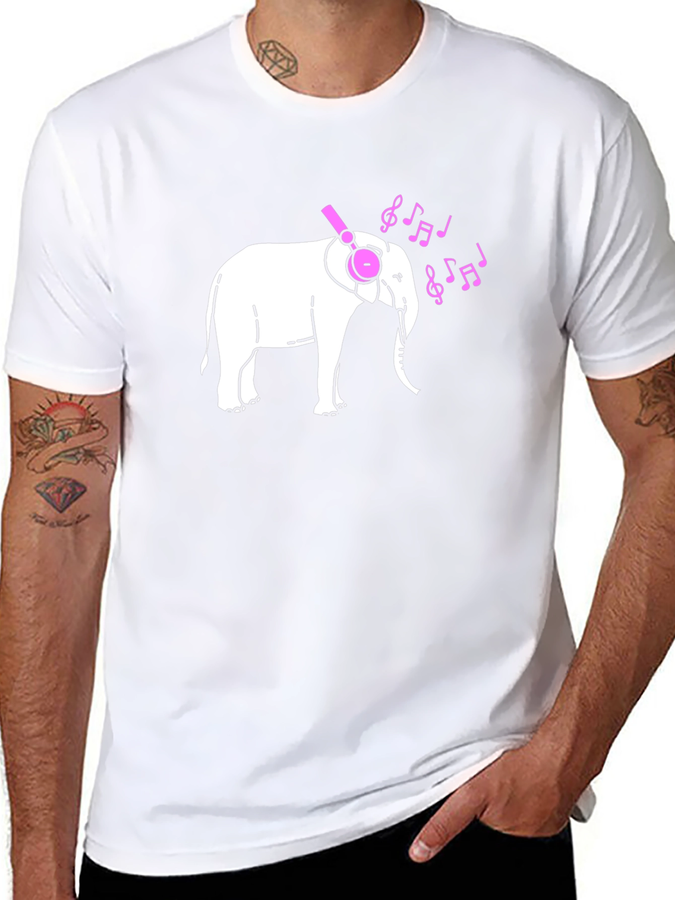 Elephant DJ Graphic Tee - Black Cotton T-Shirt
