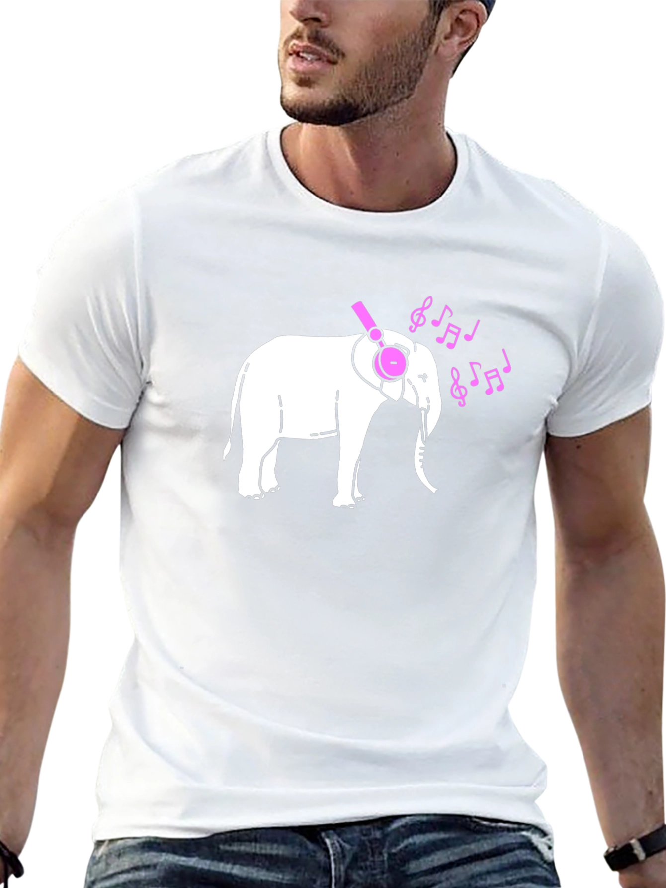 Elephant DJ Graphic Tee - Black Cotton T-Shirt