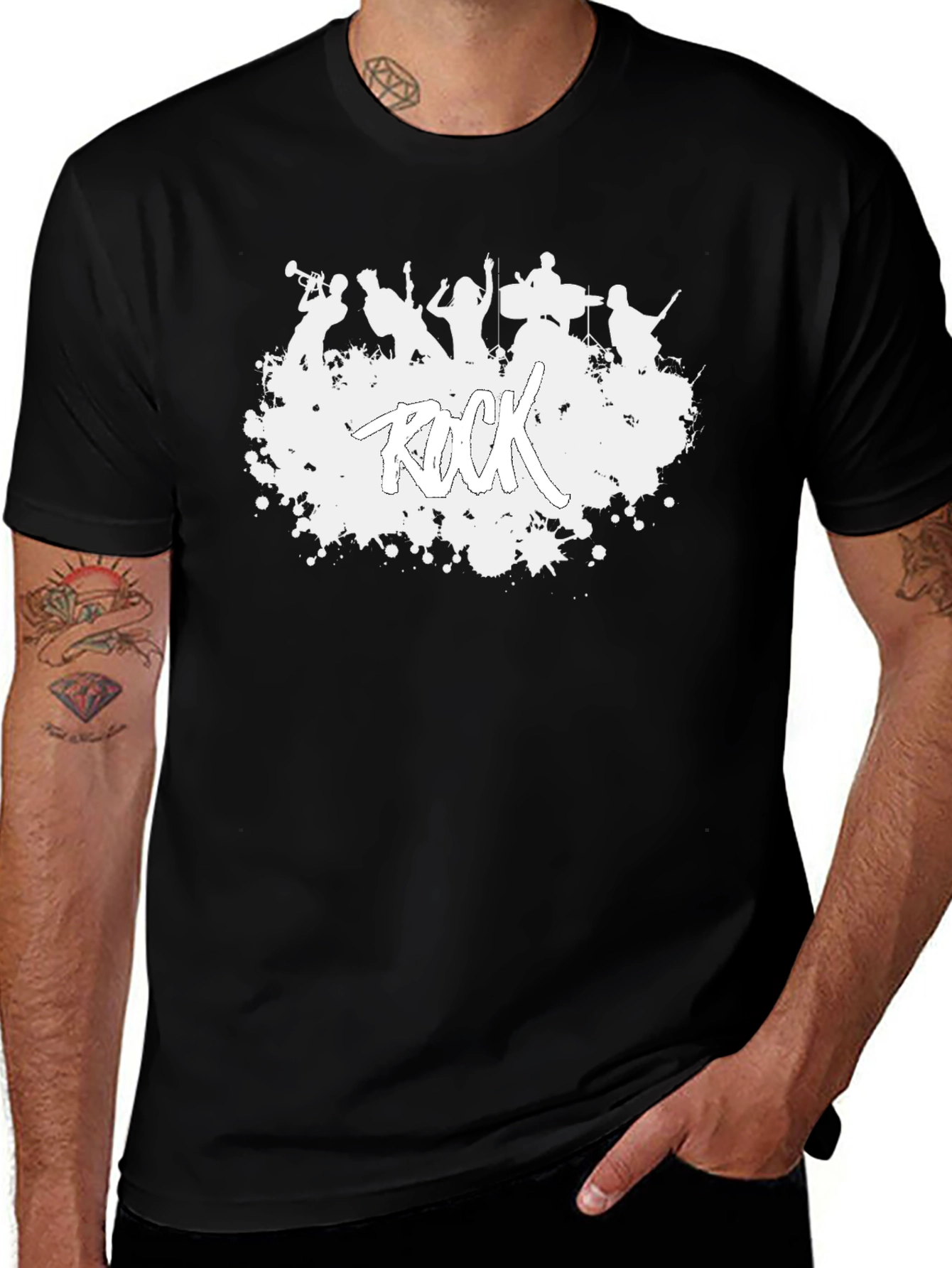 Rock Band Graphic Tee - Mens Black Cotton T-Shirt