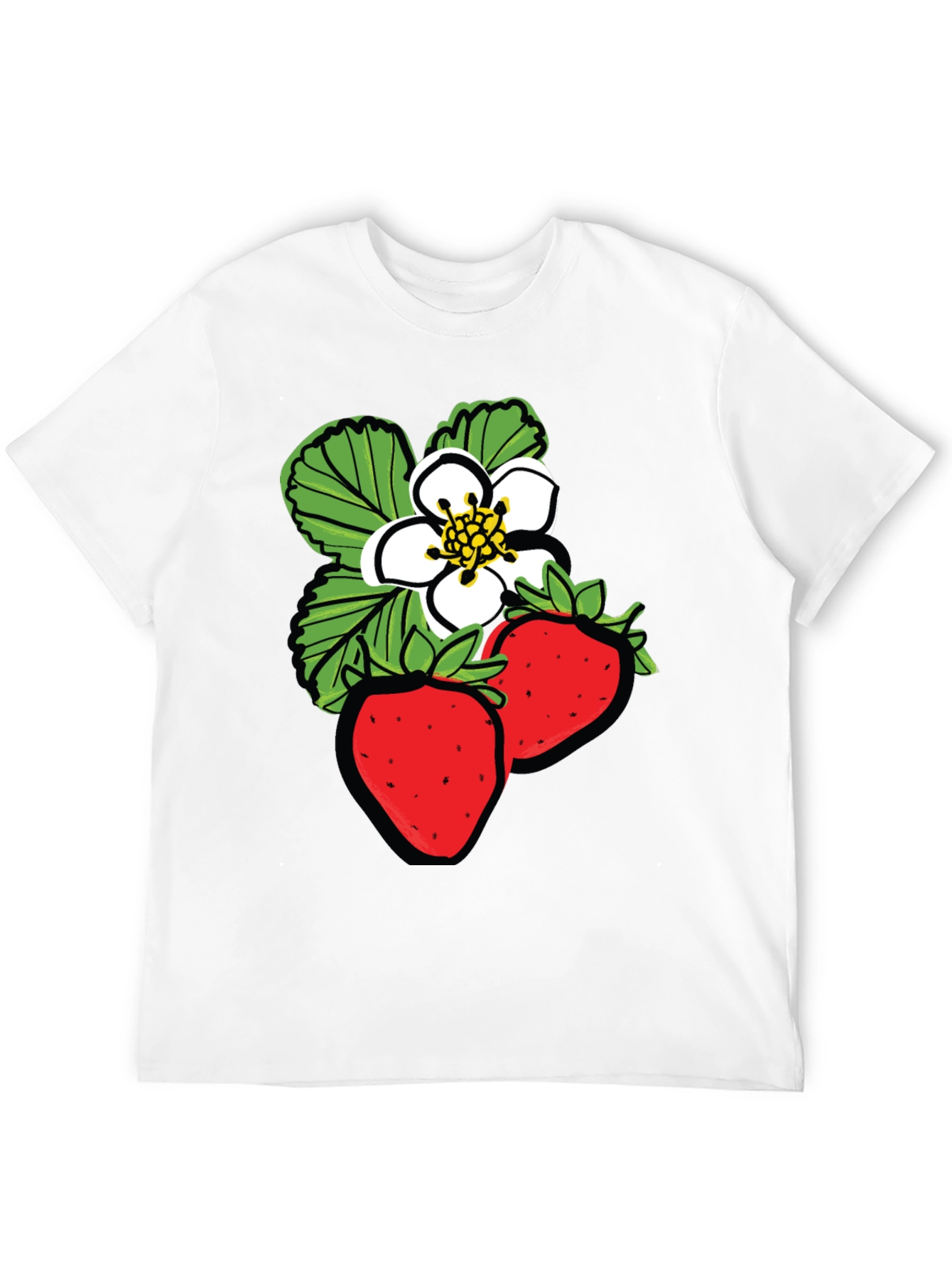 Strawberry Design Black T-Shirt