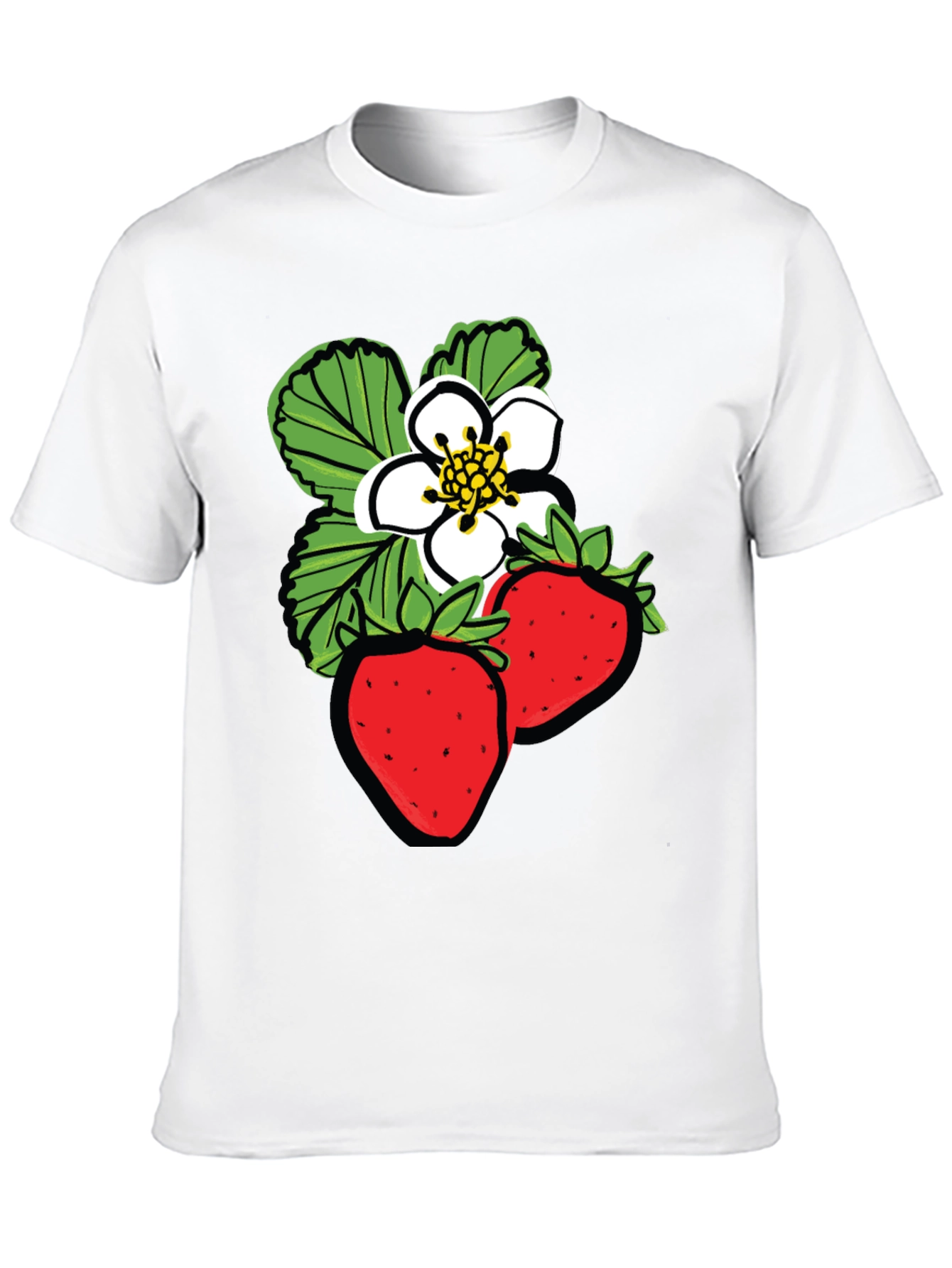 Strawberry Design Black T-Shirt