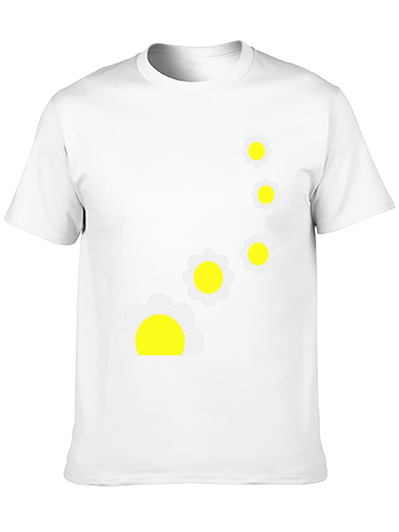 Black T-Shirt with Daisy Flower Graphic