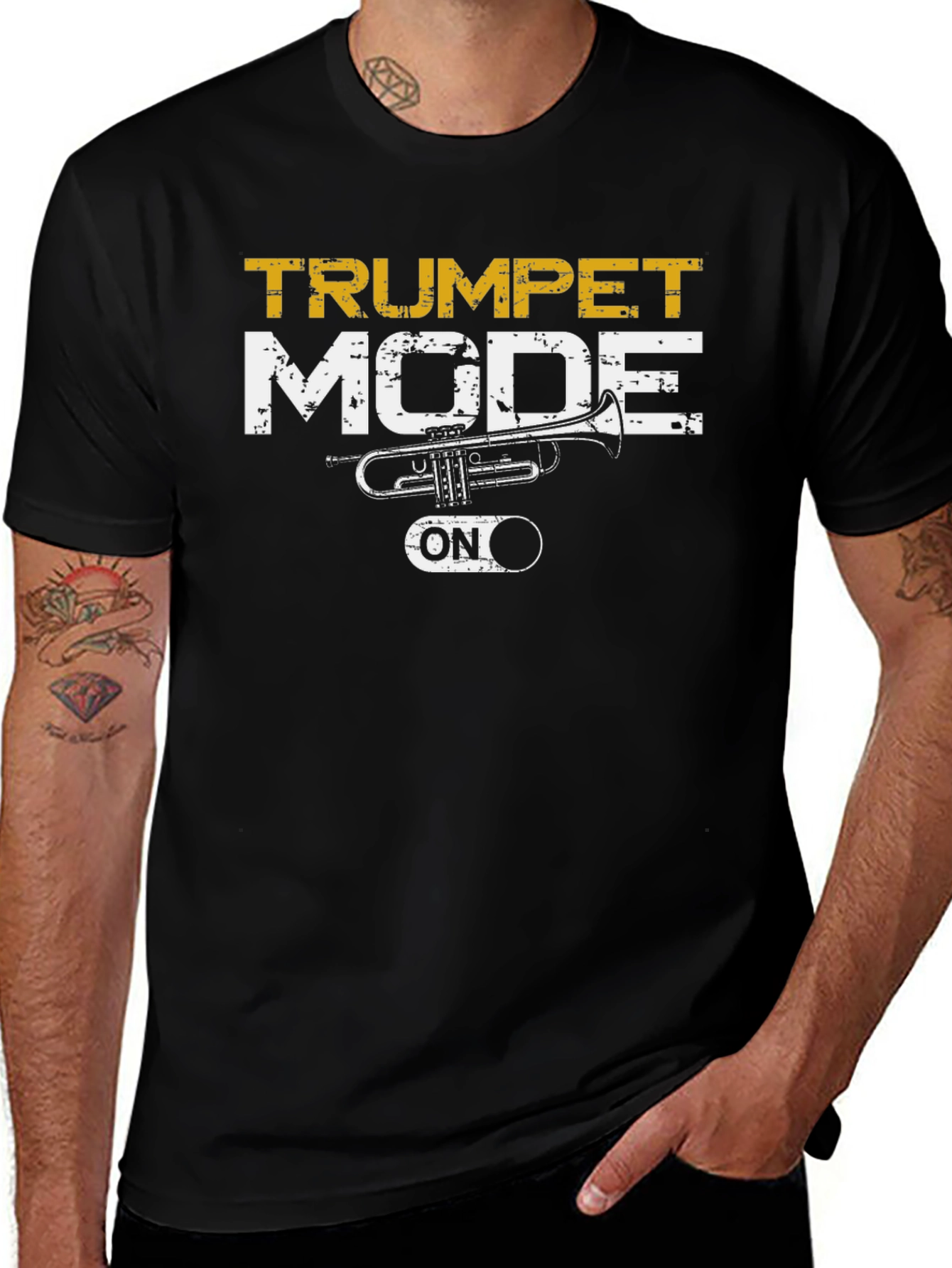 Trumpet Mode ON Black Graphic Tee