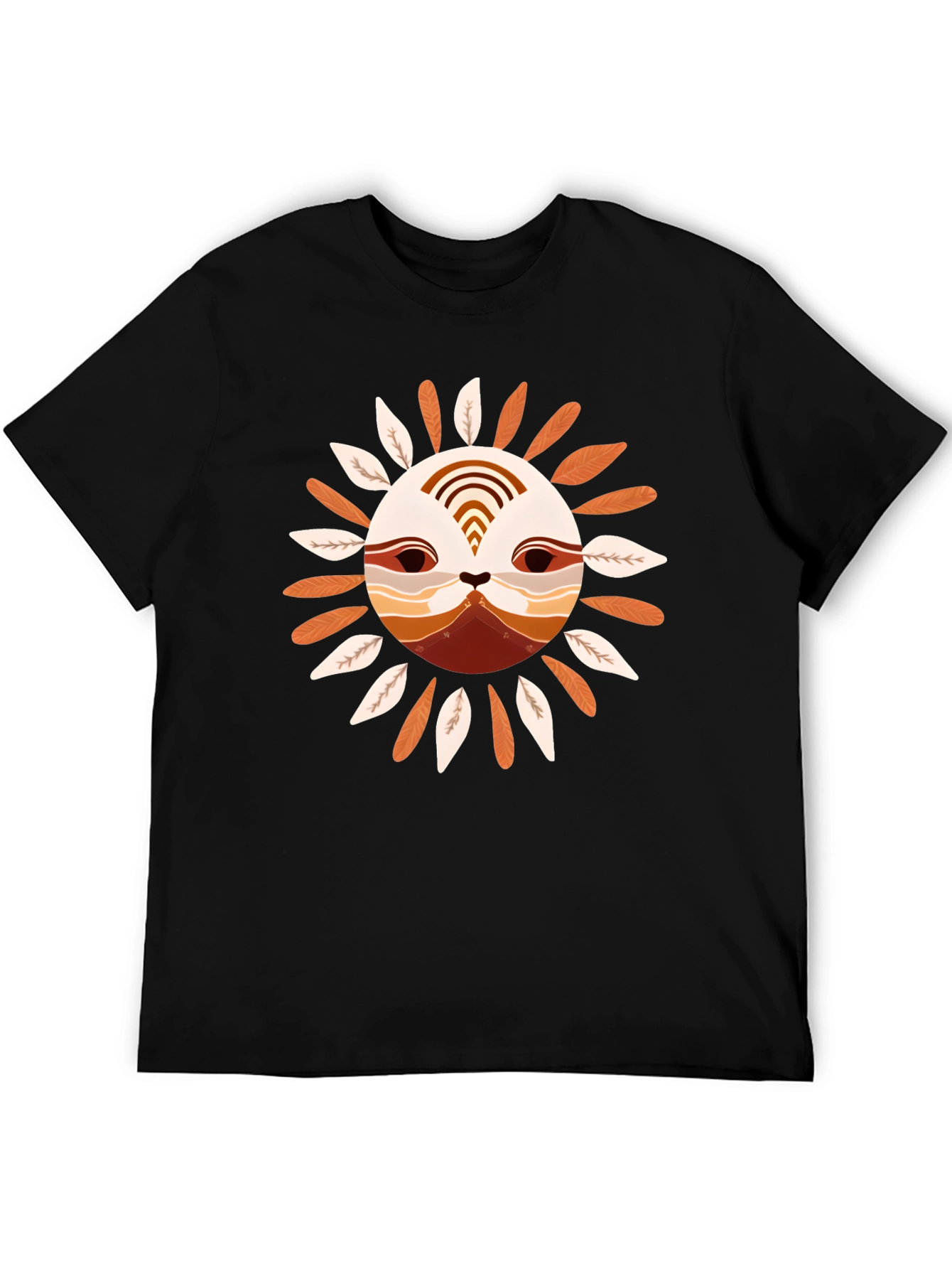 Stylish Sun Face Graphic Black T-Shirt