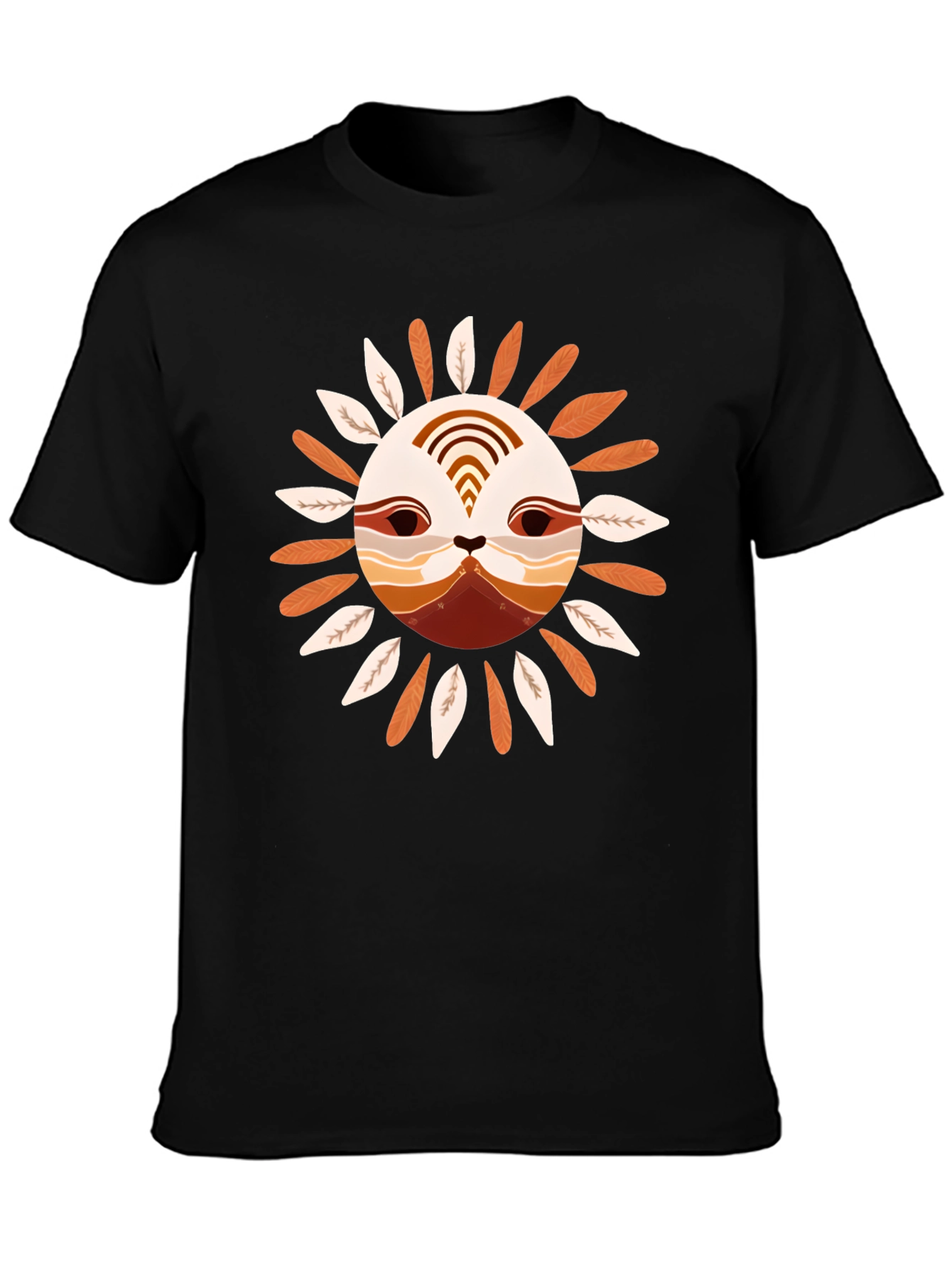 Stylish Sun Face Graphic Black T-Shirt