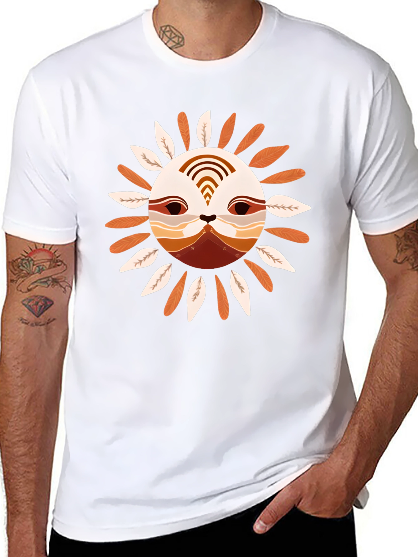Stylish Sun Face Graphic Black T-Shirt