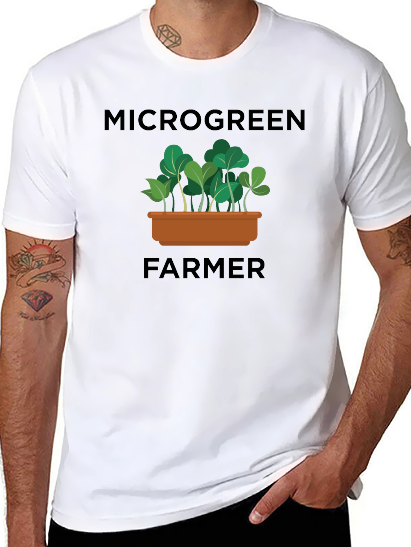 Microgreen Farmer Graphic T-Shirt - Black