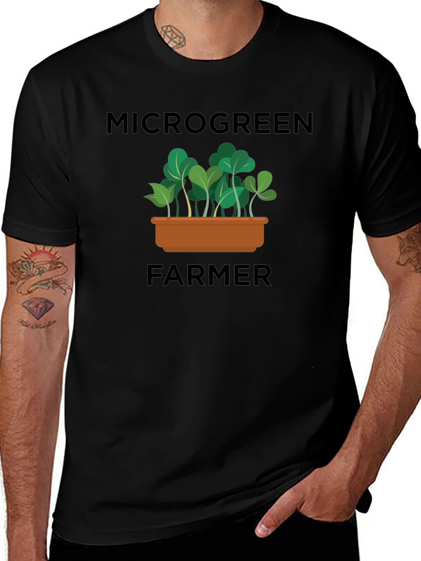 Microgreen Farmer Graphic T-Shirt - Black