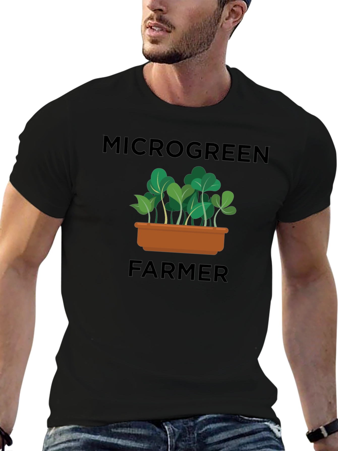 Microgreen Farmer Graphic T-Shirt - Black