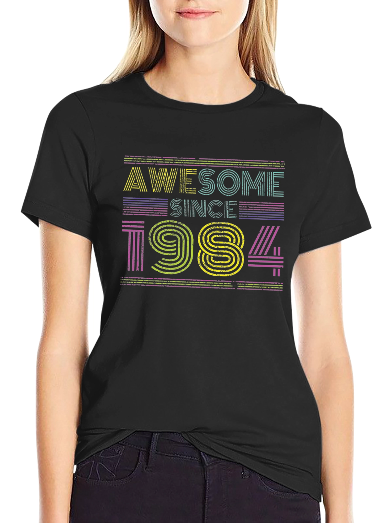 Awesome Since 1984 Black Graphic T-Shirt