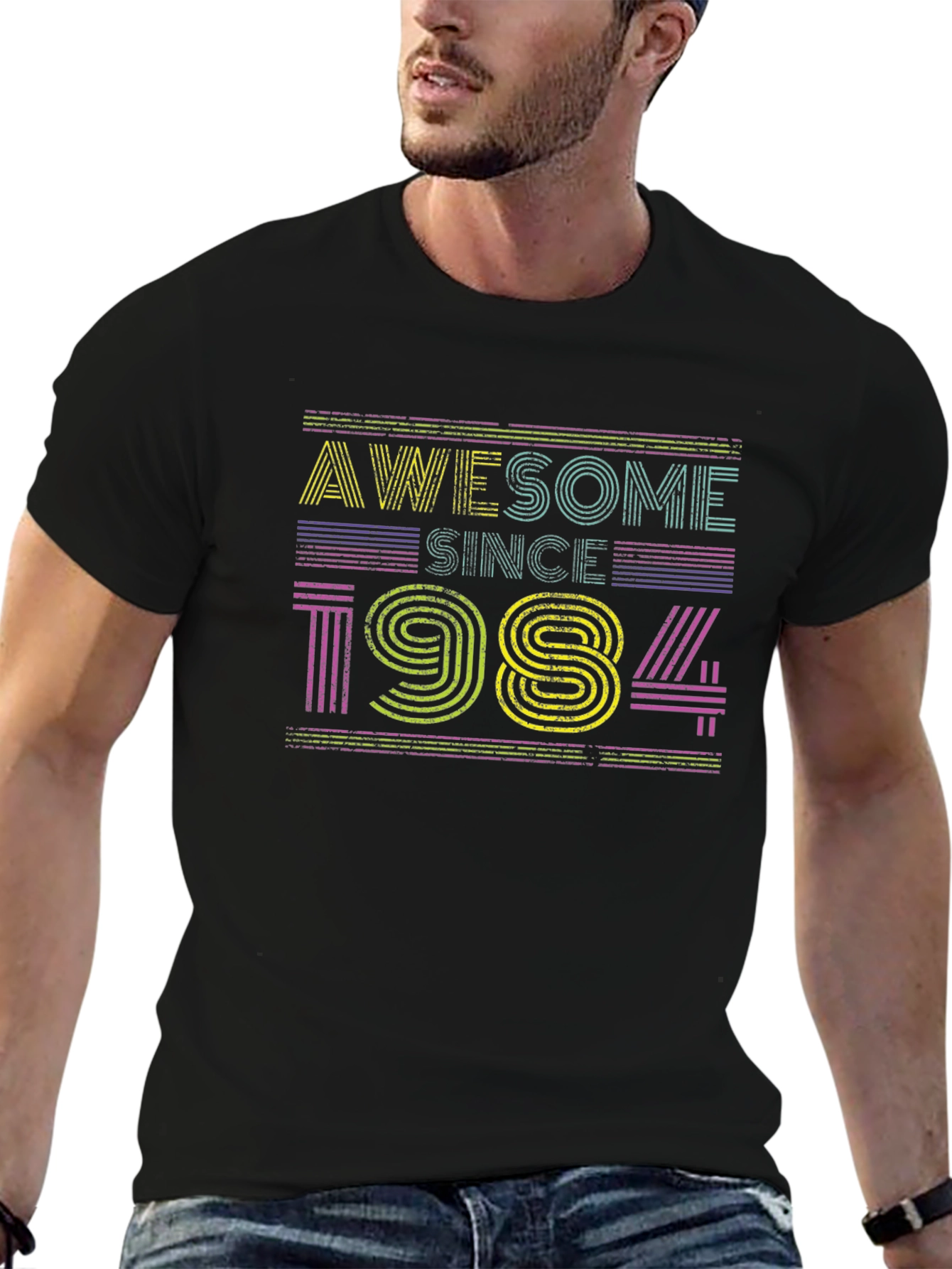 Awesome Since 1984 Black Graphic T-Shirt