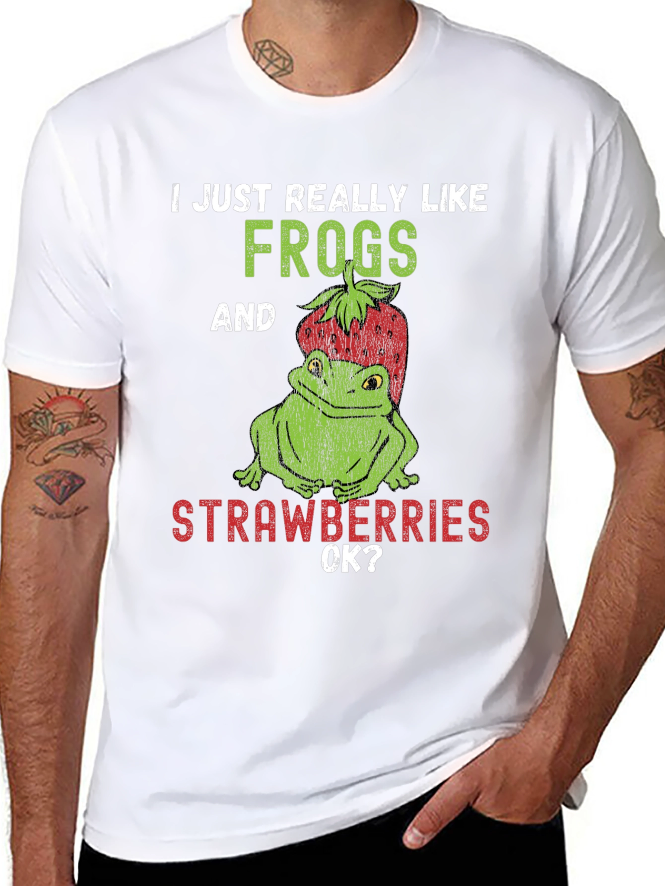 Frog and Strawberry T-Shirt - Funny Graphic Tee