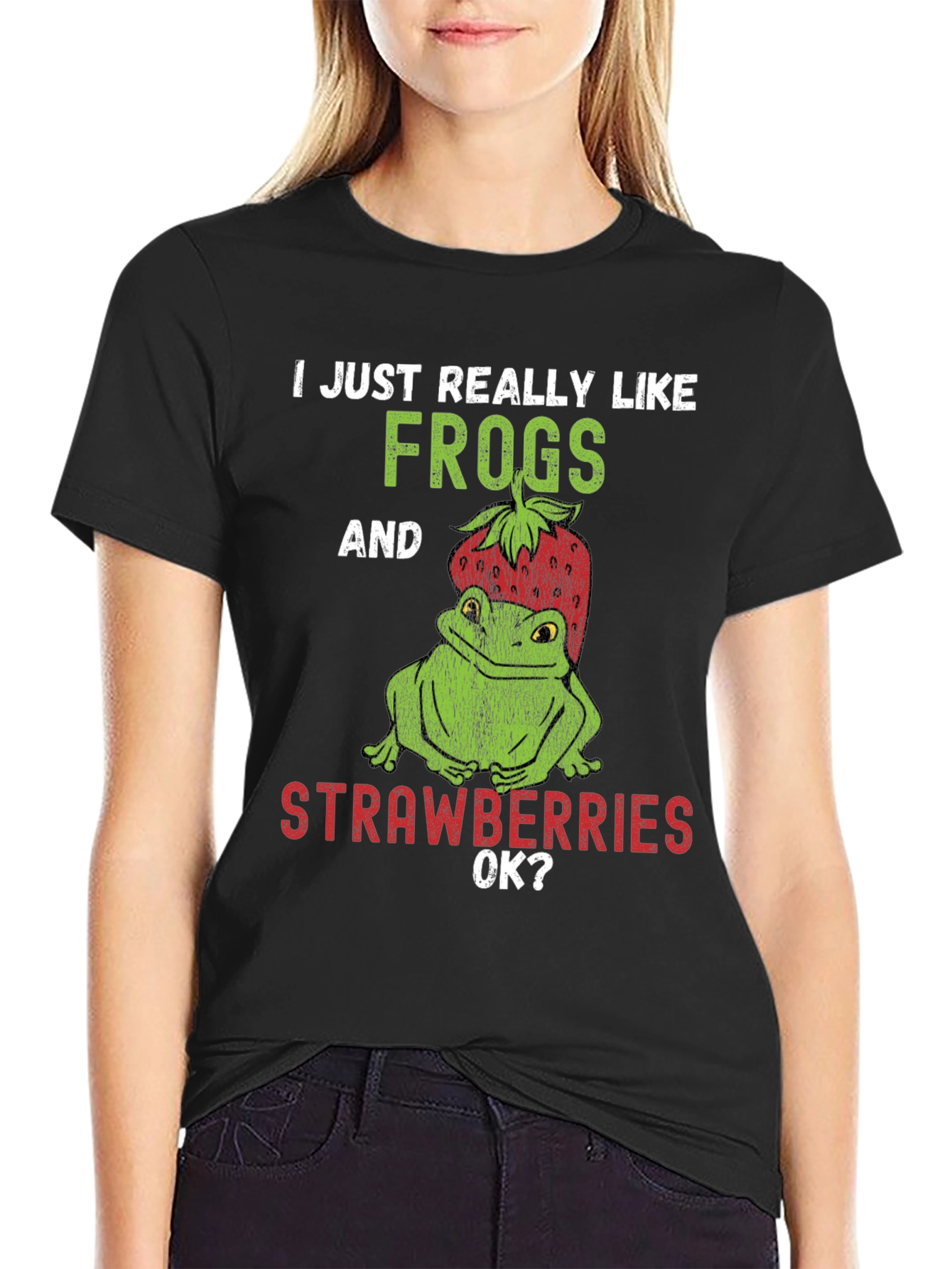 Frog and Strawberry T-Shirt - Funny Graphic Tee