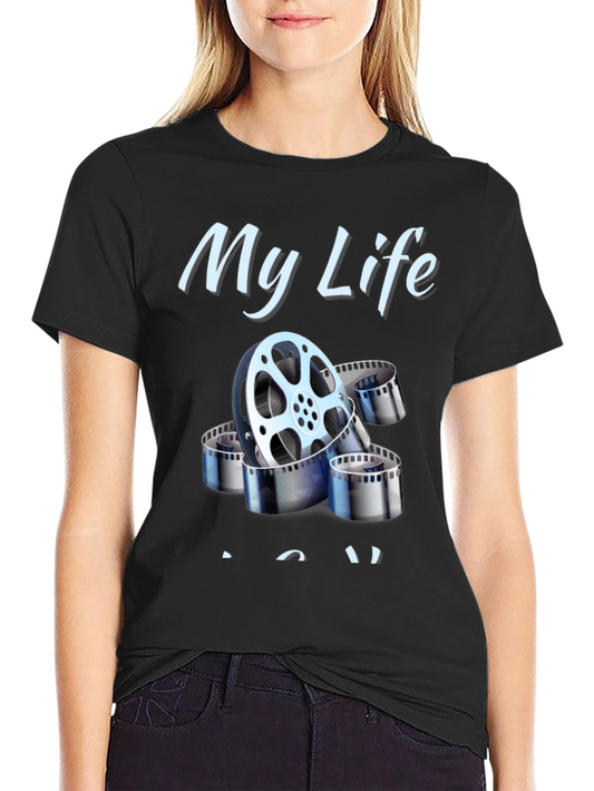 My Life Film Reel Graphic Tee - Black Cotton Blend